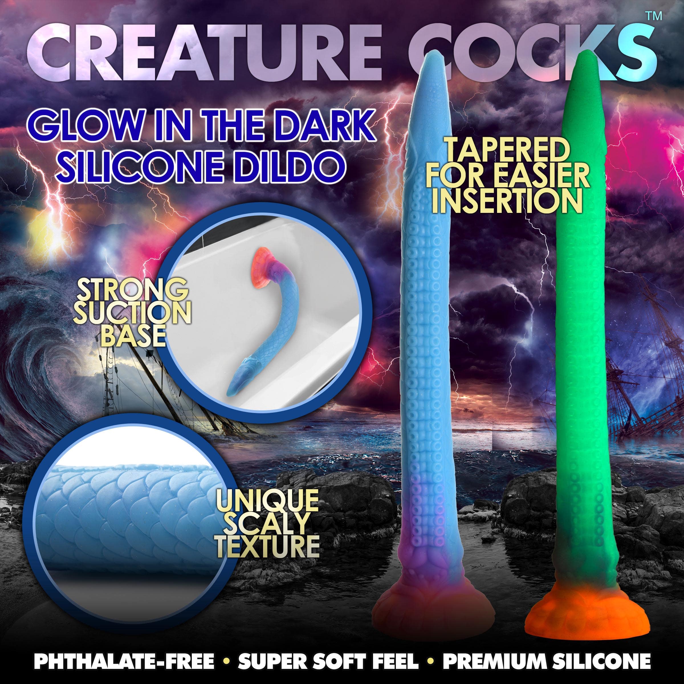 Makara Glow-in-the-Dark Silicone Snake Dildo - Image 3