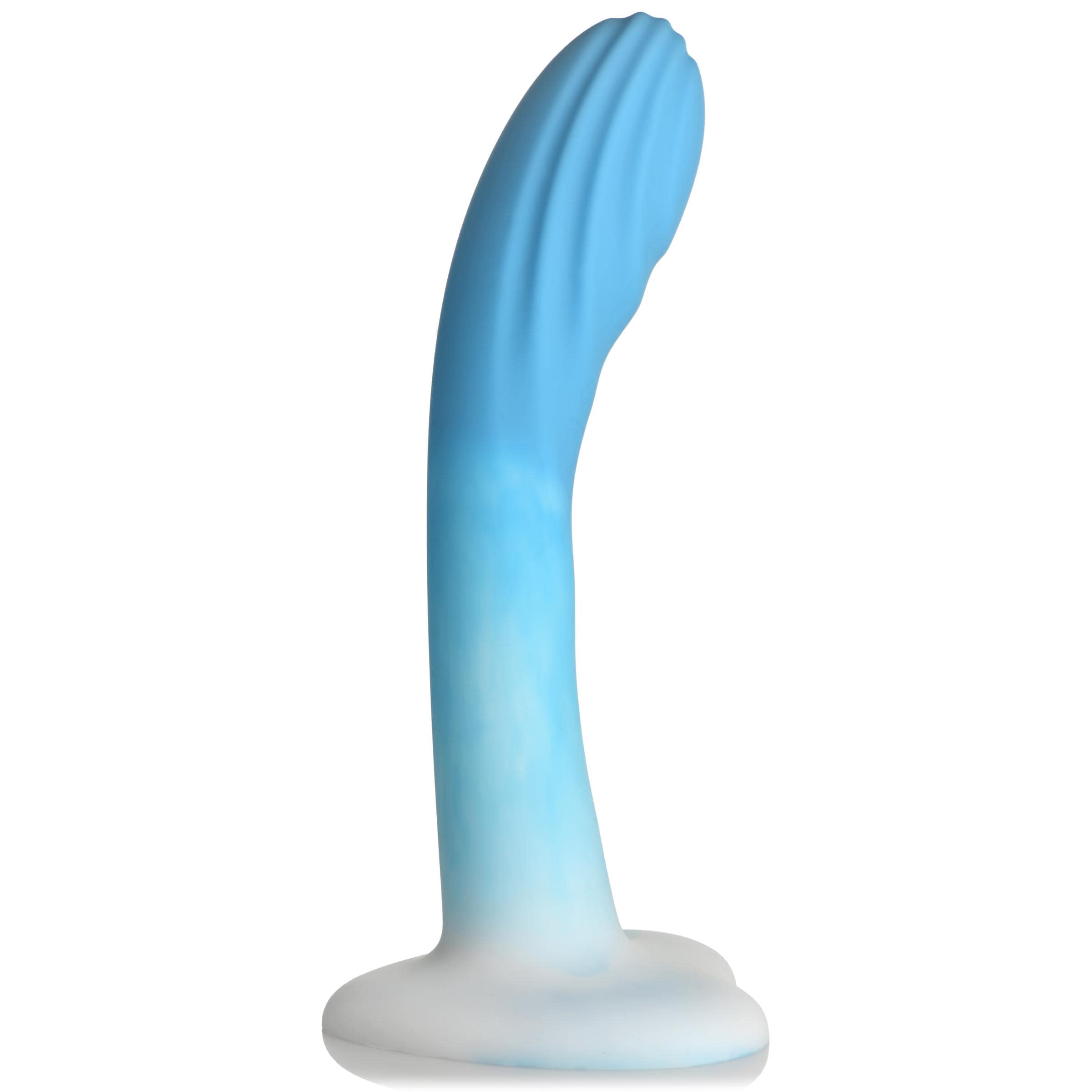 Rippled Silicone Blue and White Dildo - Image 3