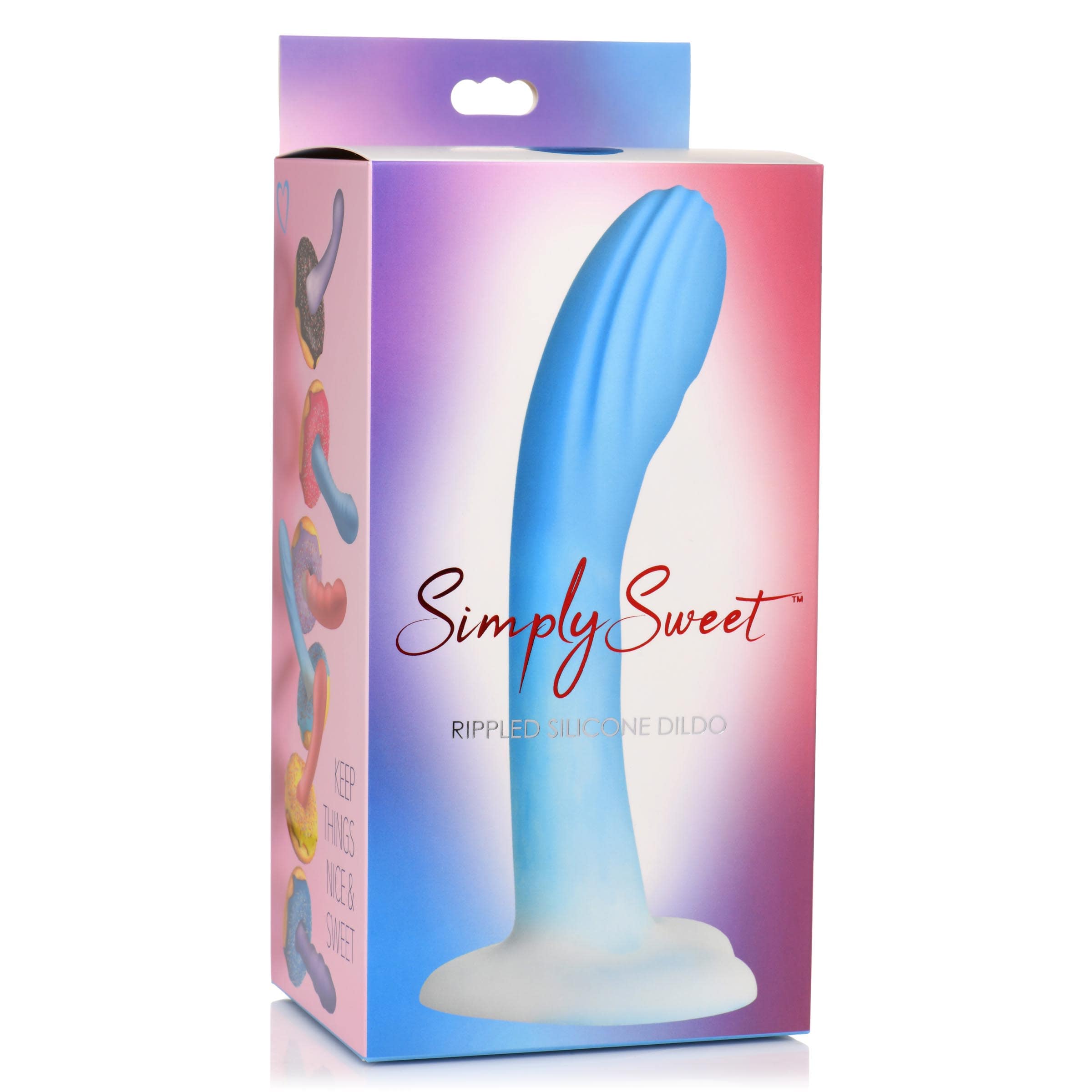 Rippled Silicone Blue and White Dildo - Image 6