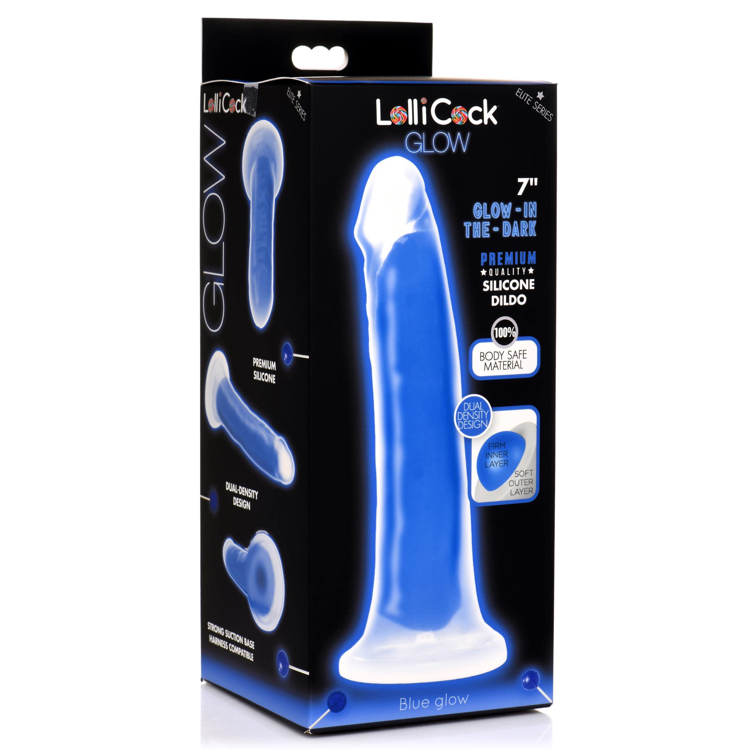 7 Inch Glow-in-the-Dark Silicone Dildo - Blue - Image 6