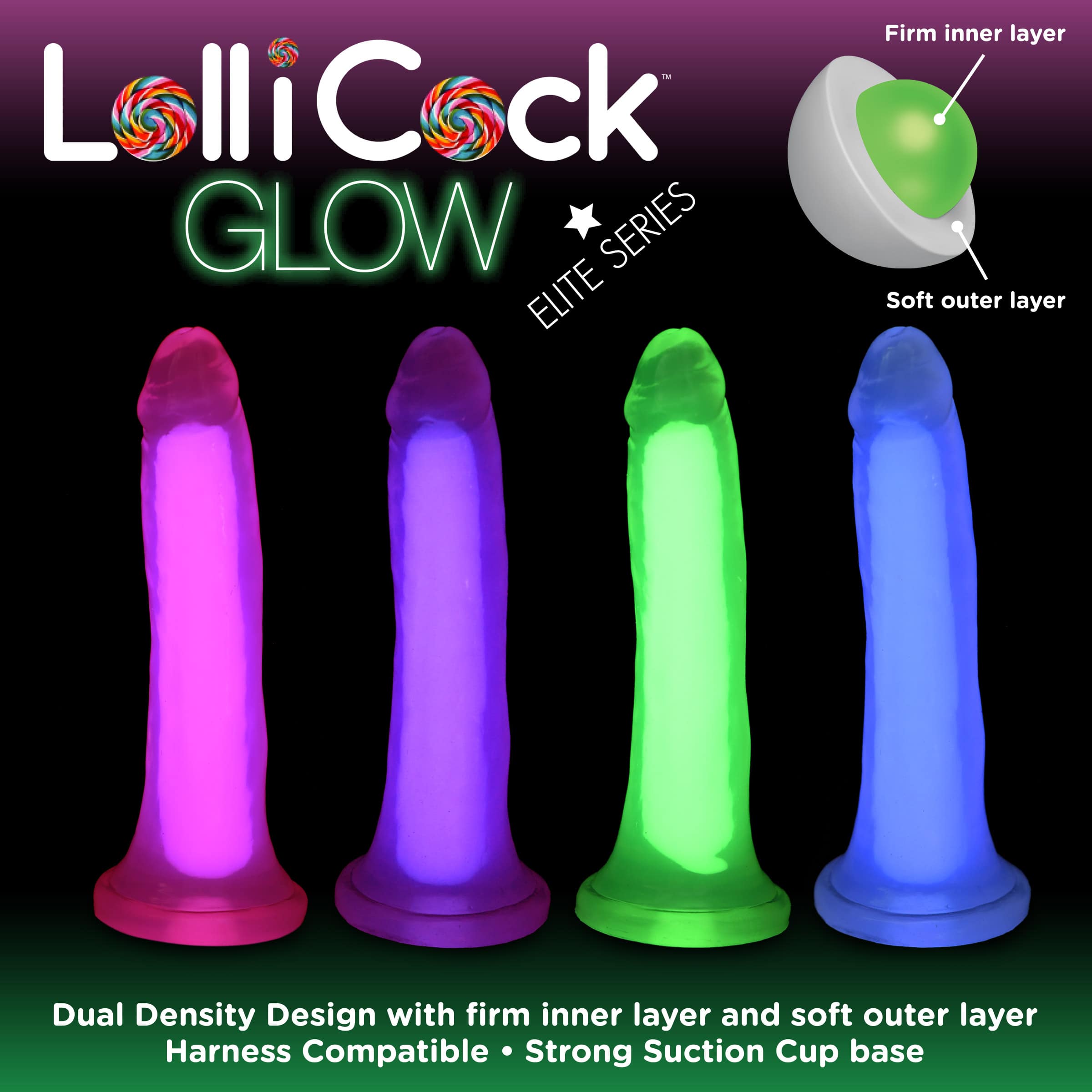 7 Inch Glow-in-the-Dark Silicone Dildo - Blue - Image 2