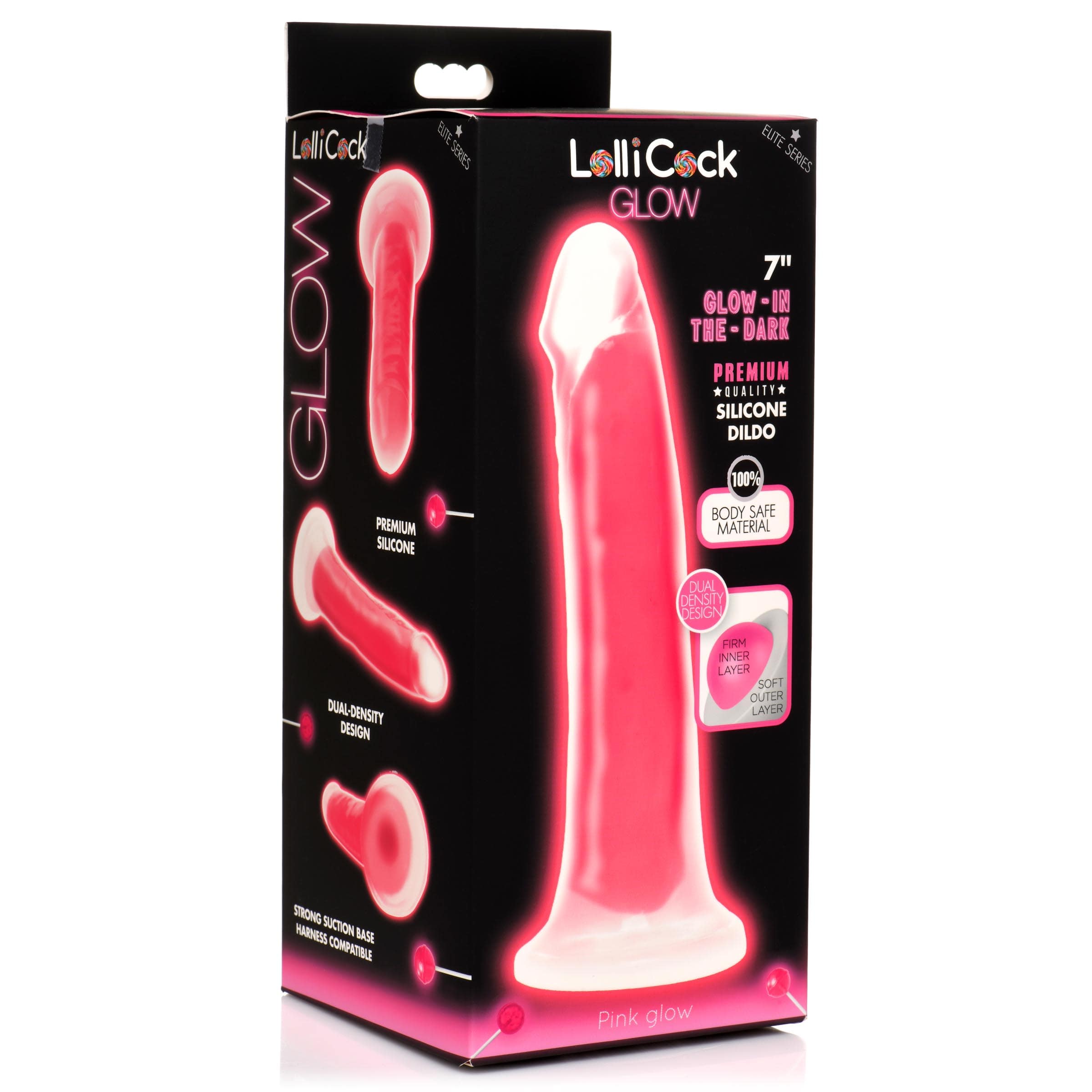 7 Inch Glow-in-the-Dark Silicone Dildo - Pink - Image 6