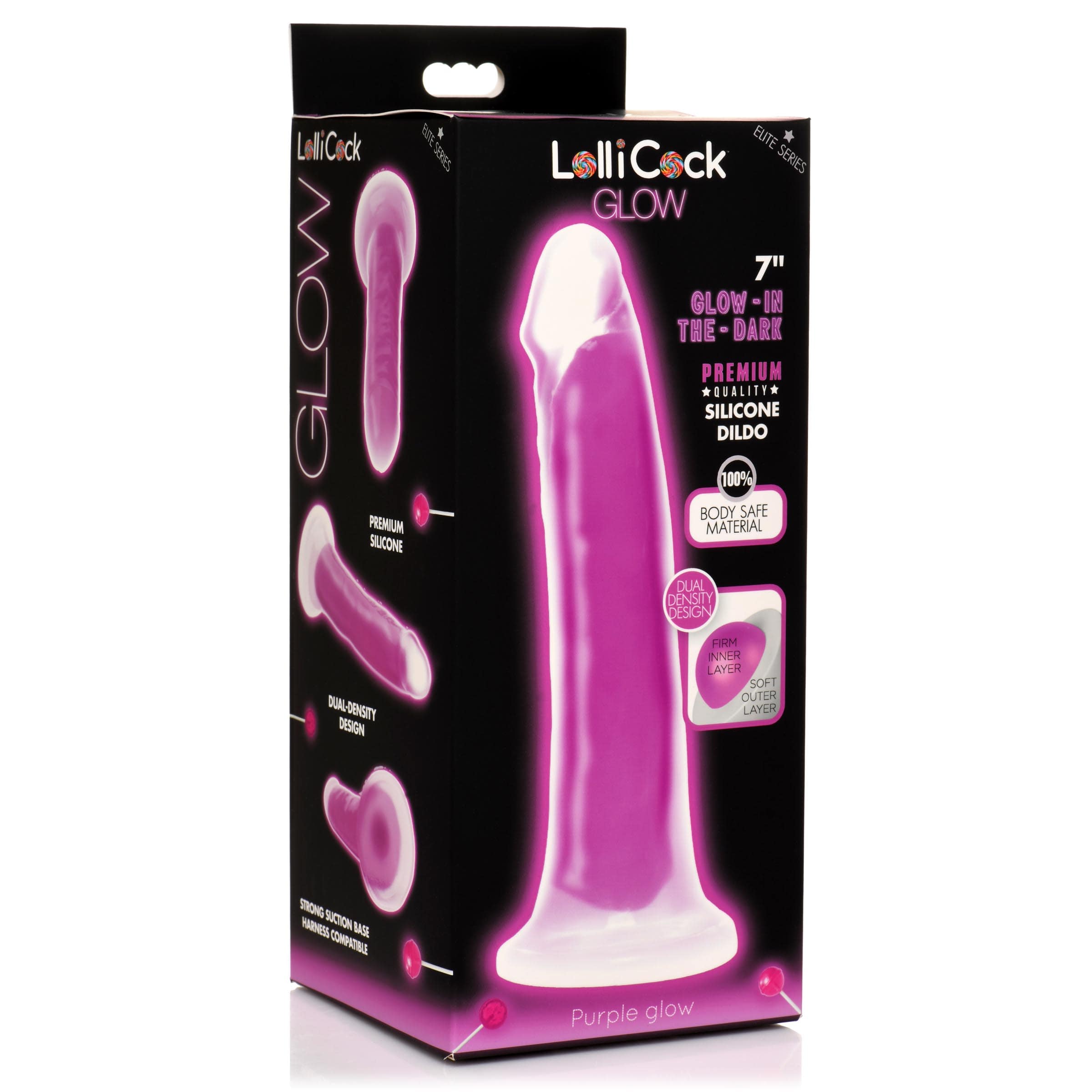 7 Inch Glow-in-the-Dark Silicone Dildo - Purple - Image 6