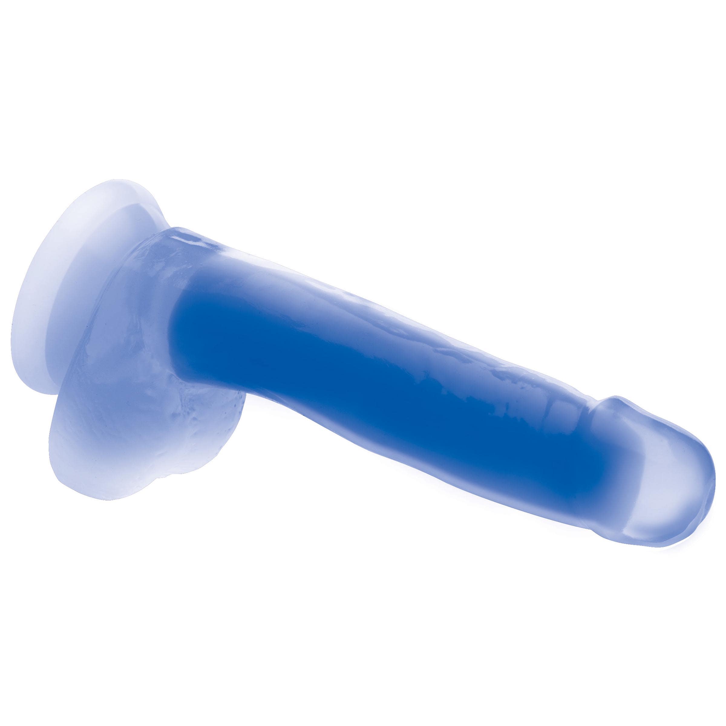 7 Inch Glow-in-the-Dark Silicone Dildo with Balls - Blue - Image 4