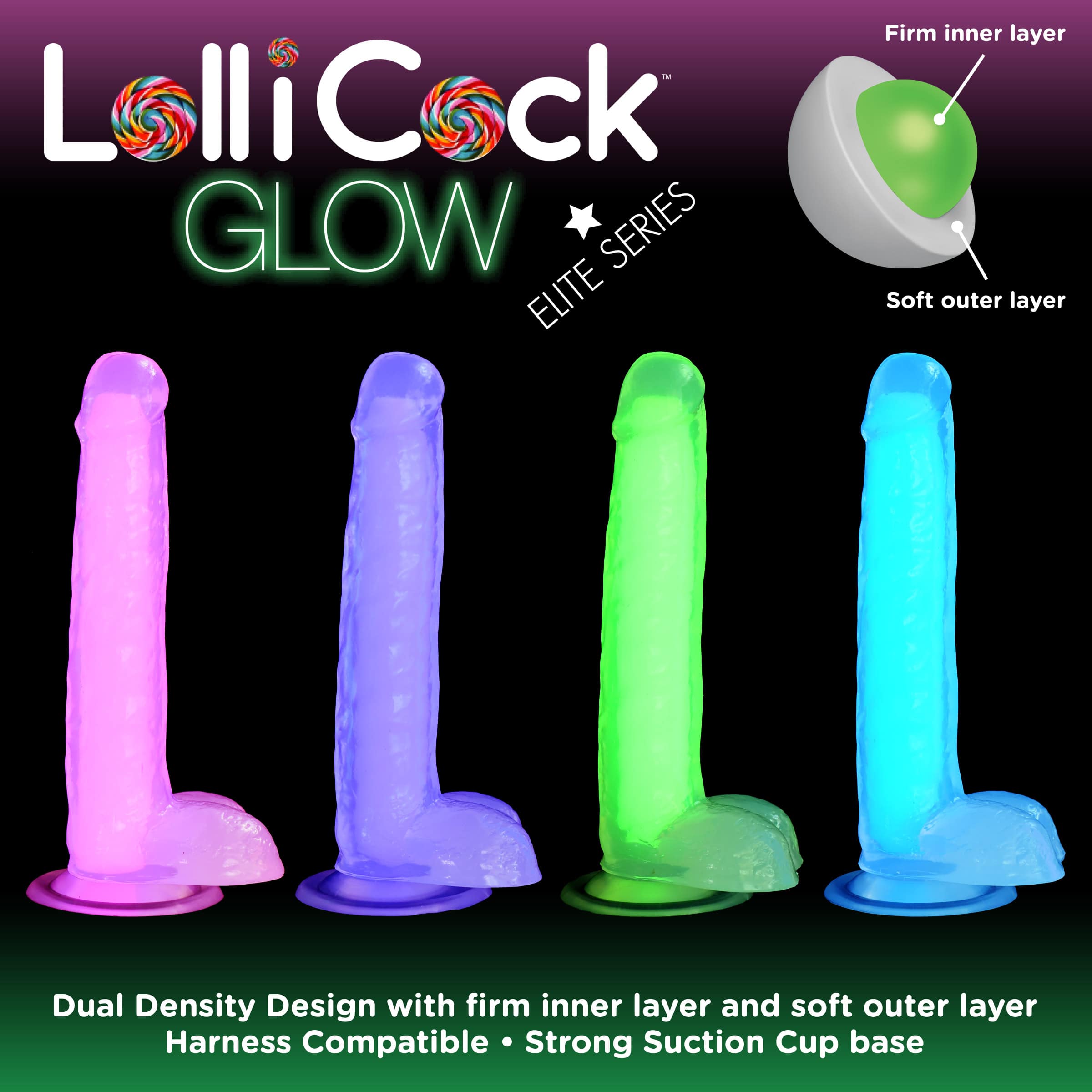 7 Inch Glow-in-the-Dark Silicone Dildo with Balls - Blue - Image 2
