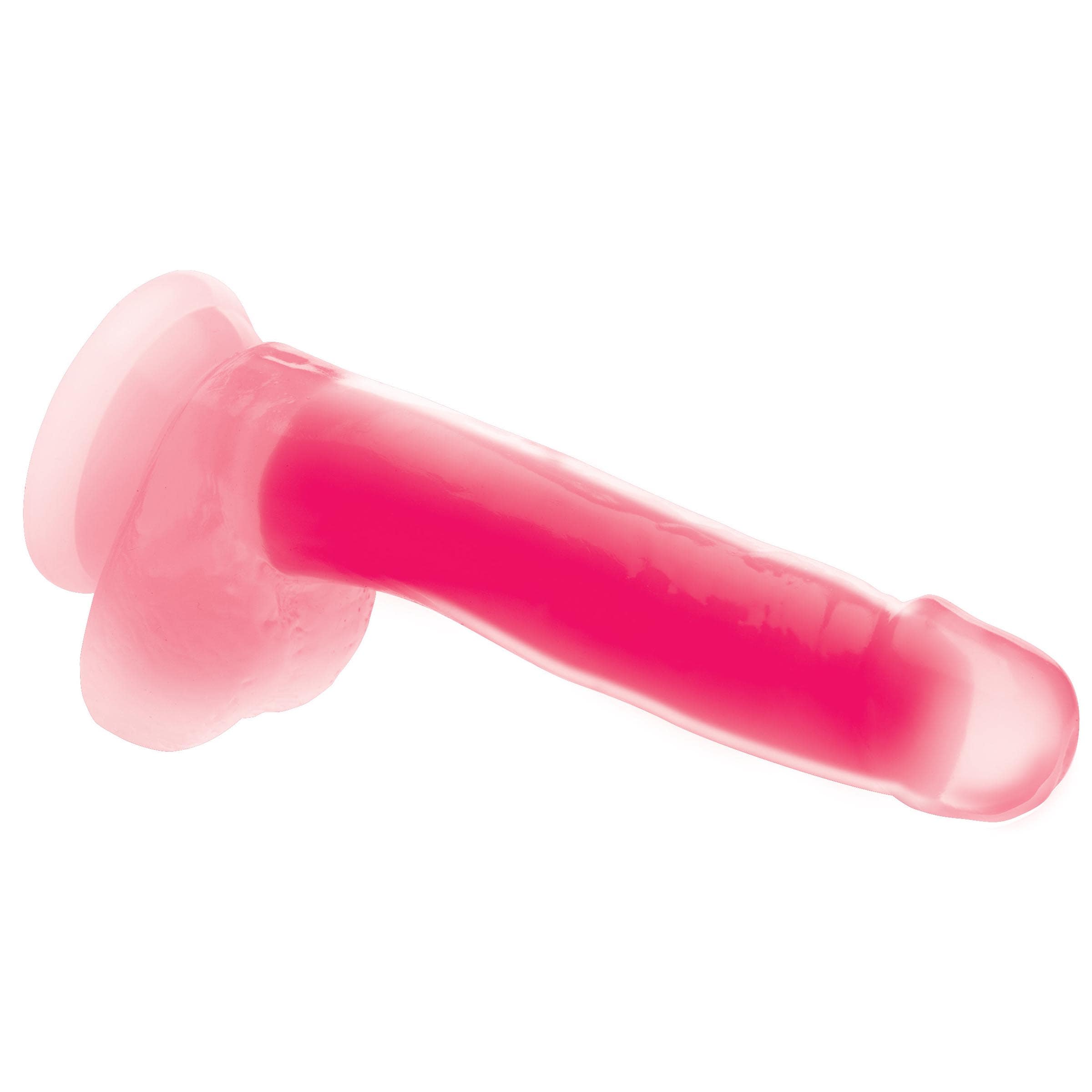 7 Inch Glow-in-the-Dark Silicone Dildo with Balls - Pink - Image 4