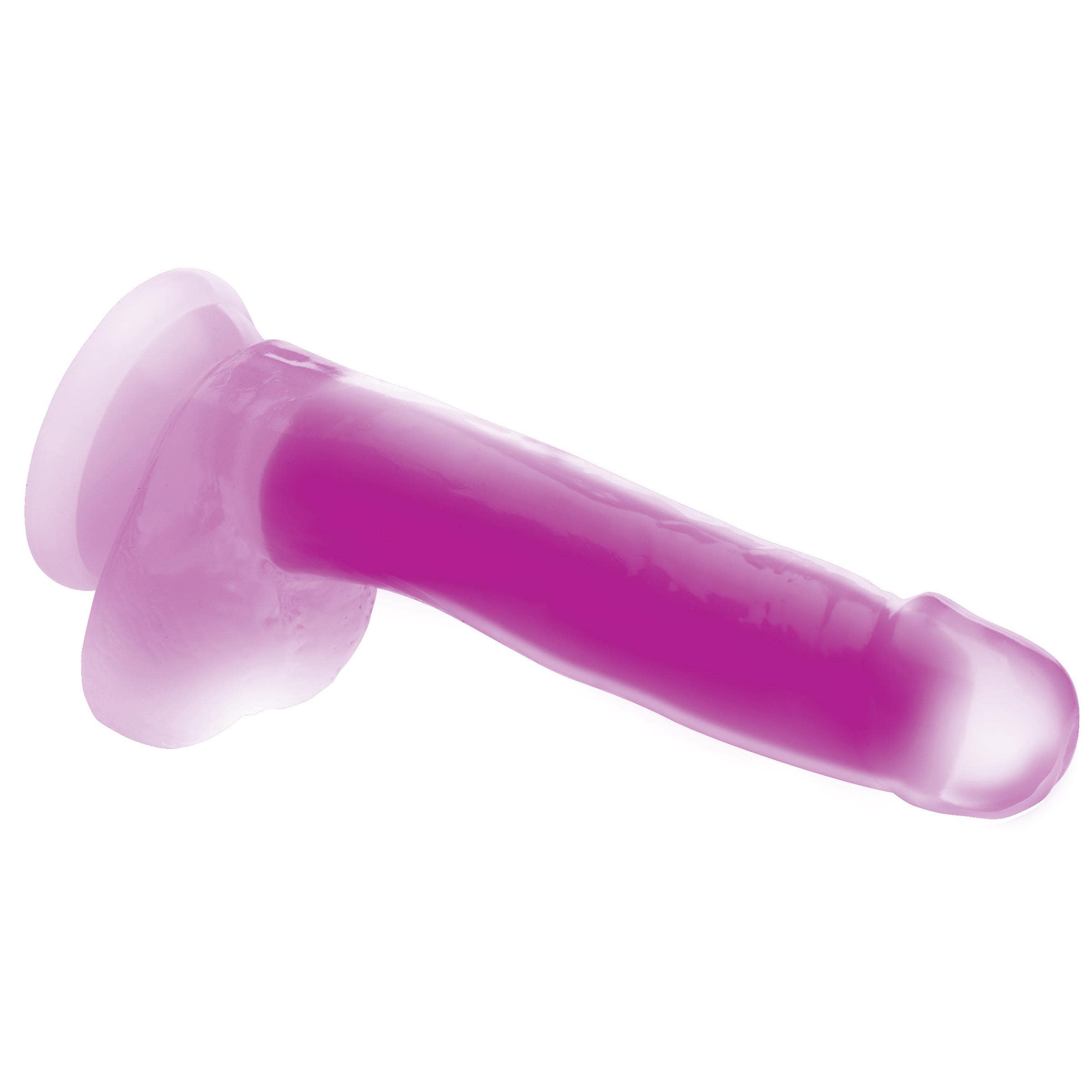 7 Inch Glow-in-the-Dark Silicone Dildo with Balls - Purple - Image 4