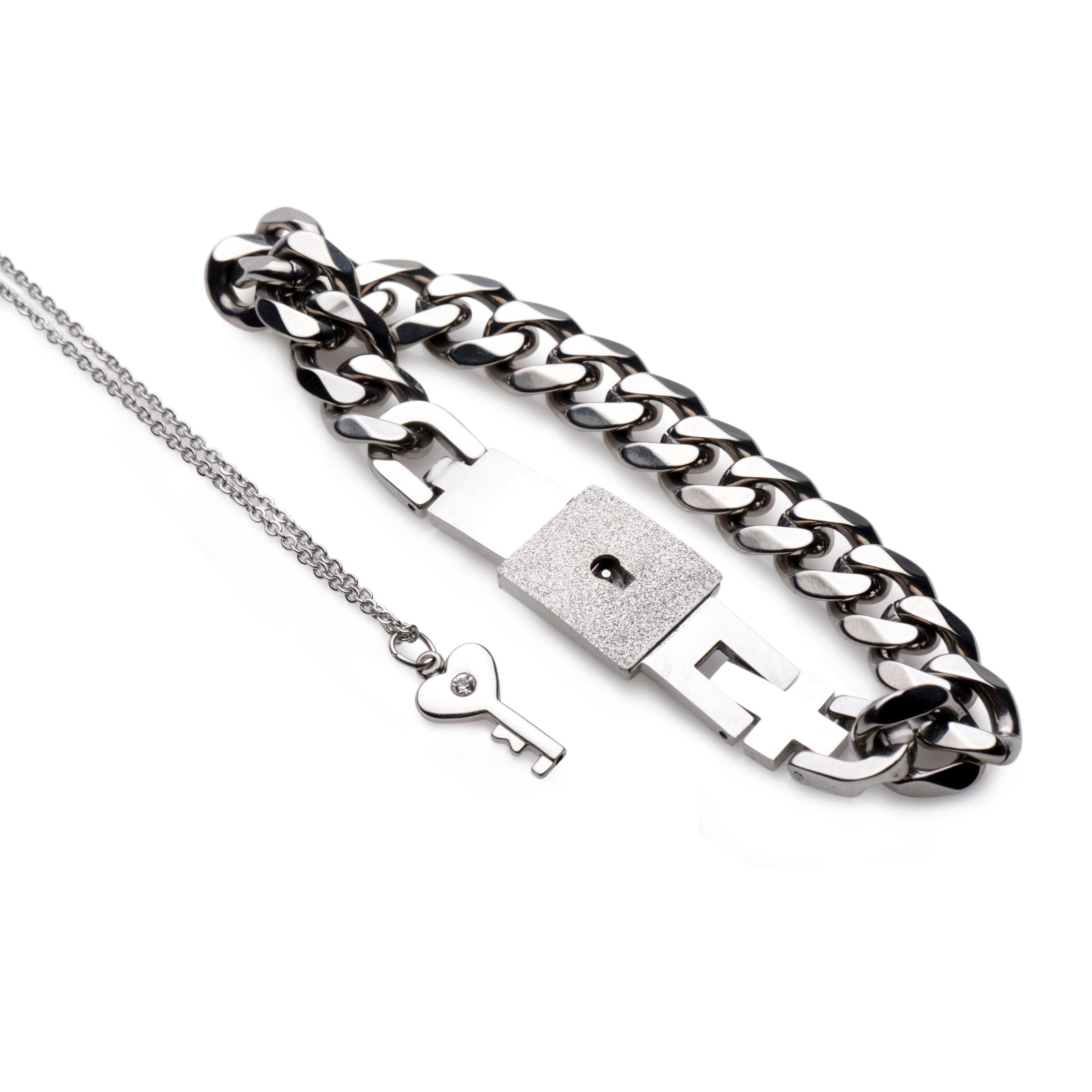 Chained Locking Bracelet and Key Necklace - Image 3