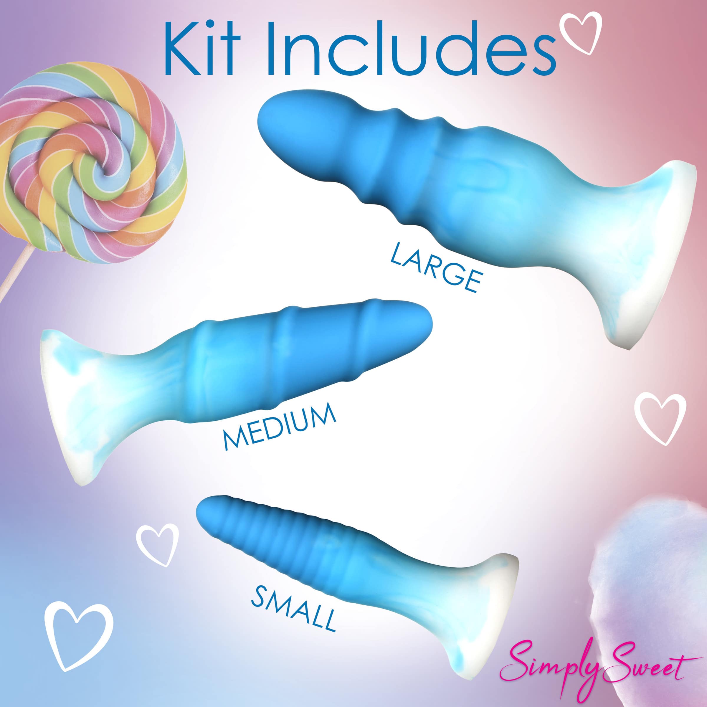 3 Piece Silicone Butt Plug Set - Blue - Image 8