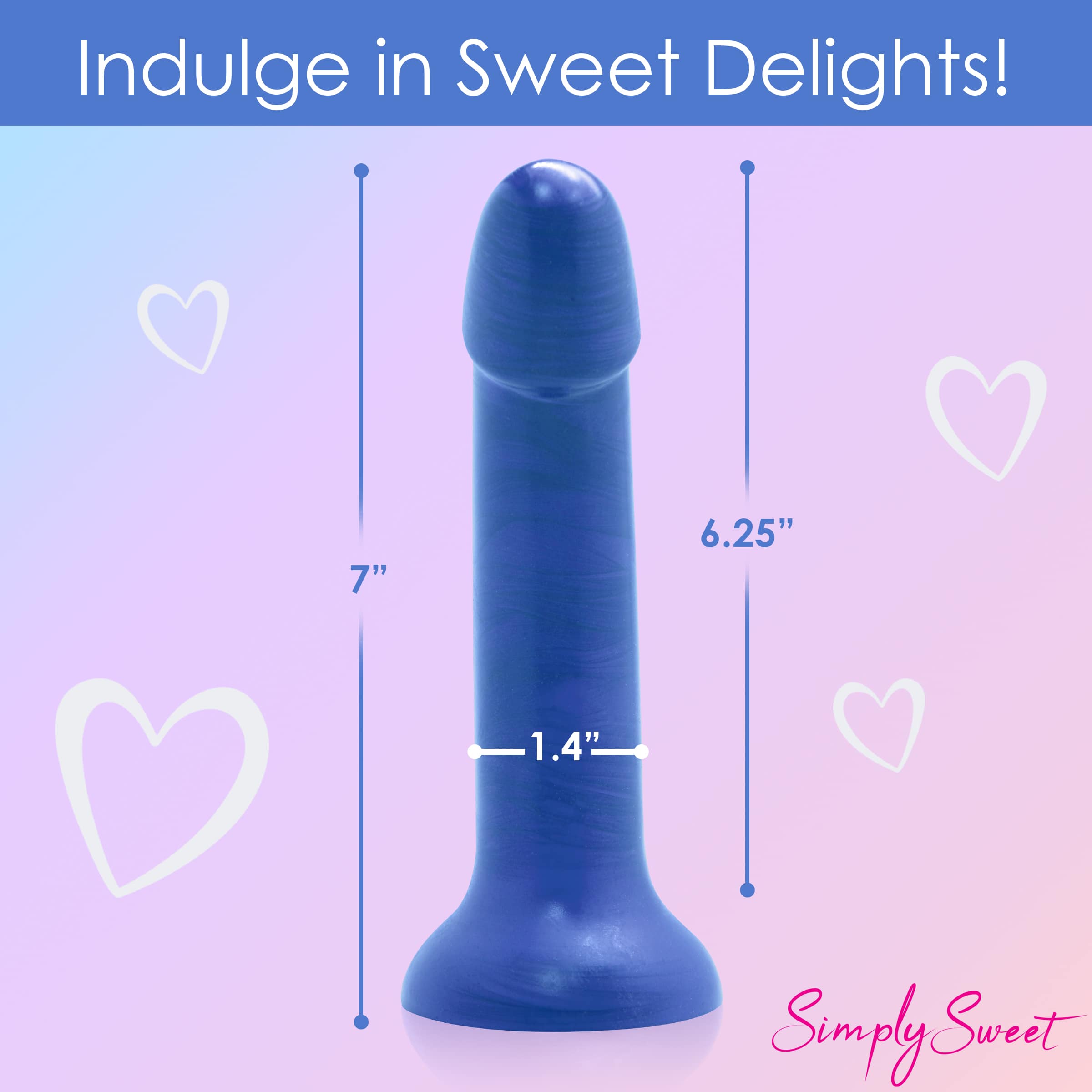 Metallic Silicone 7 Inch Dildo - Blue - Image 4