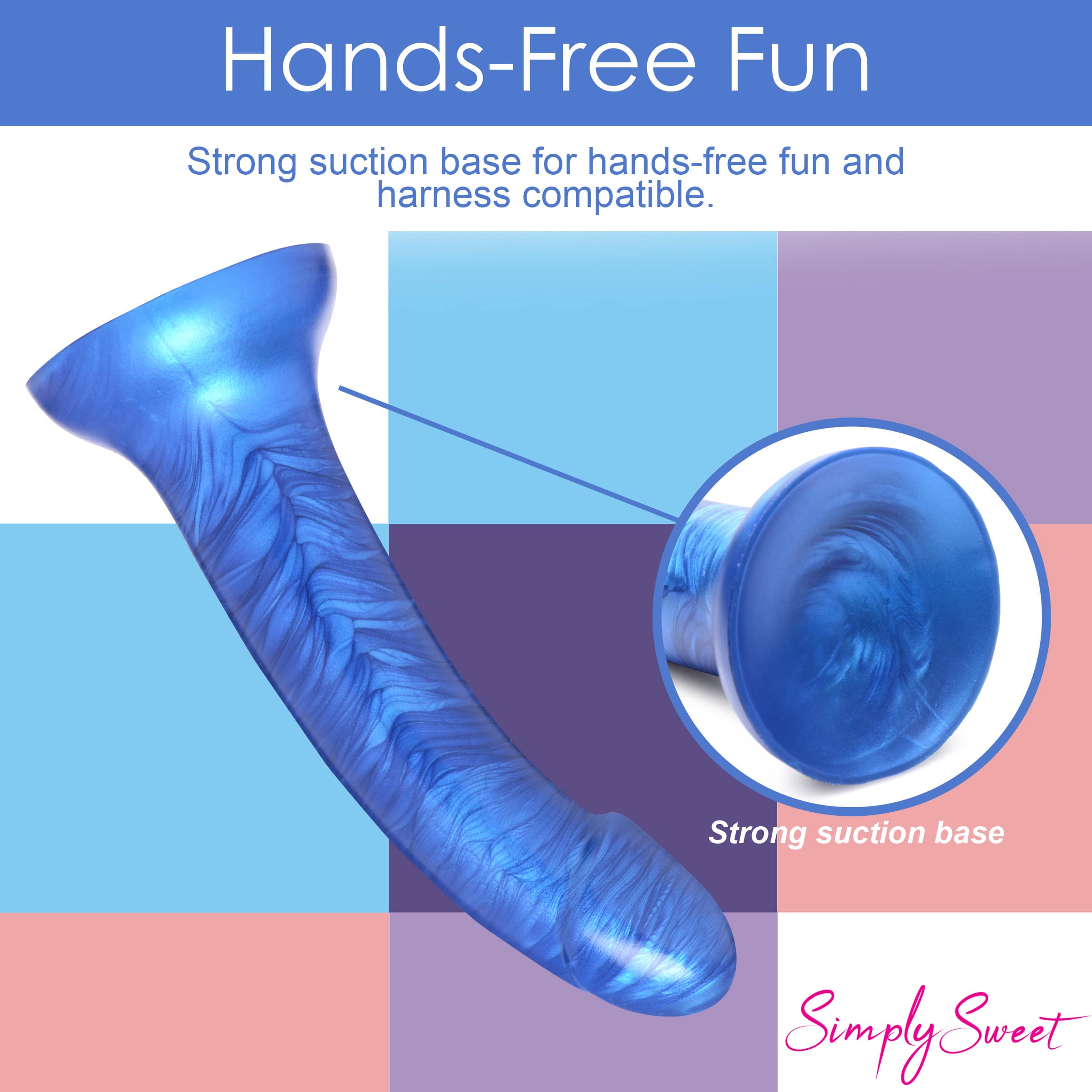 Metallic Silicone 7 Inch Dildo - Blue - Image 7