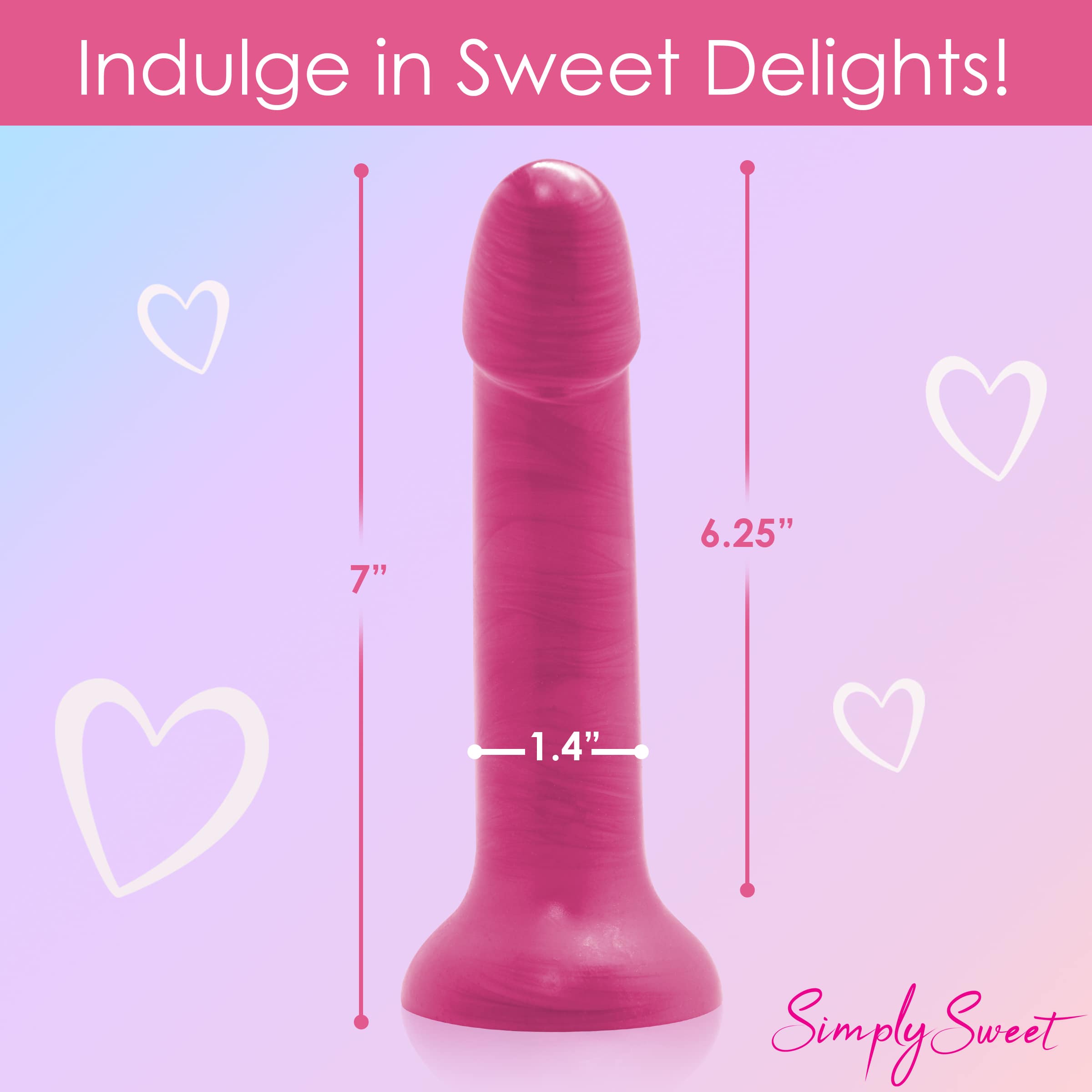 Metallic Silicone 7 Inch Dildo - Pink - Image 4