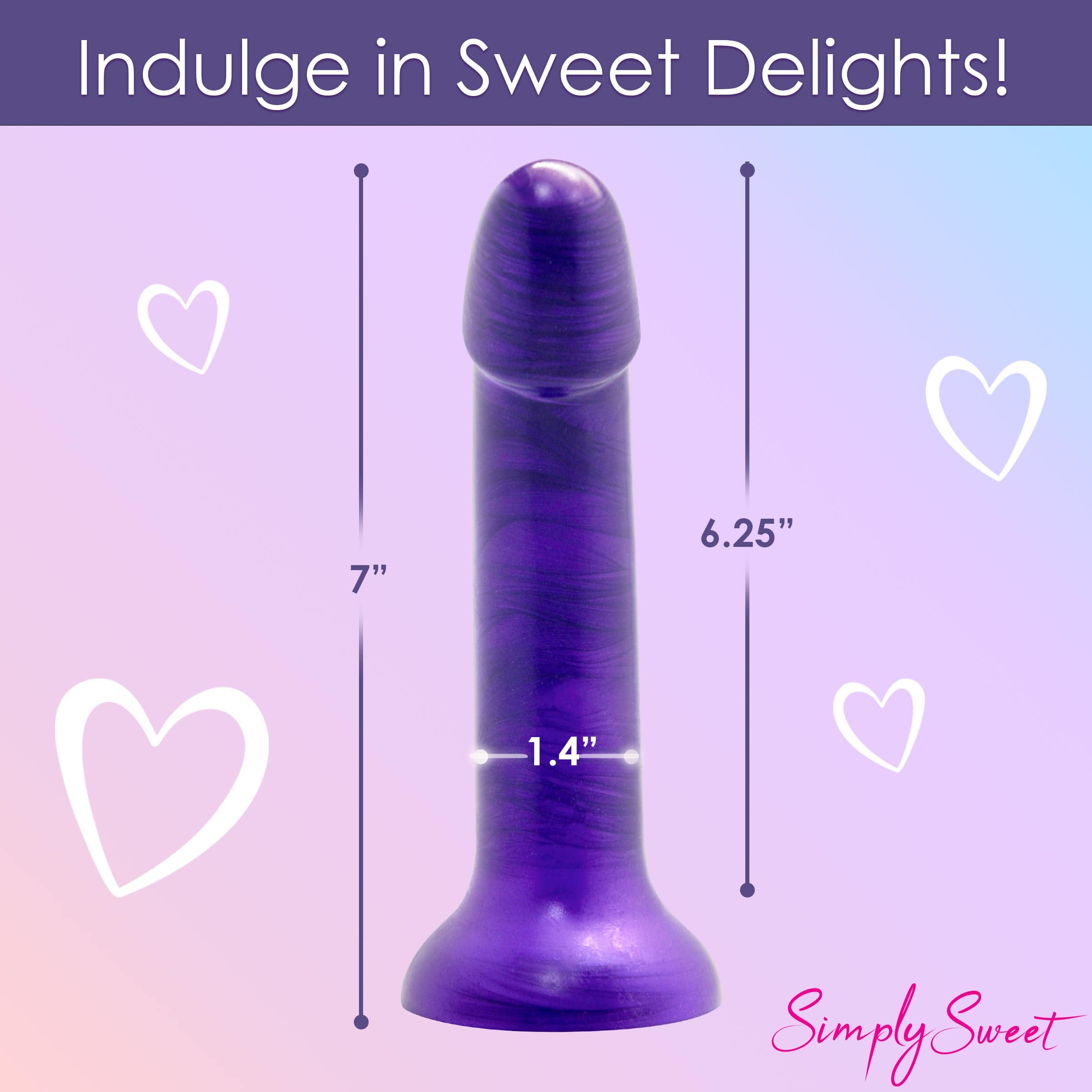 Metallic Silicone 7 Inch Dildo - Purple - Image 4