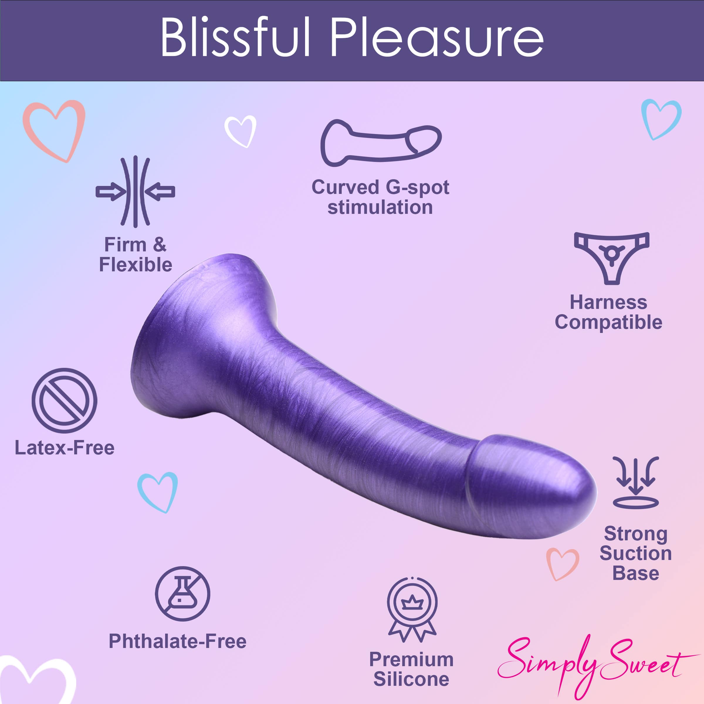 Metallic Silicone 7 Inch Dildo - Purple - Image 5