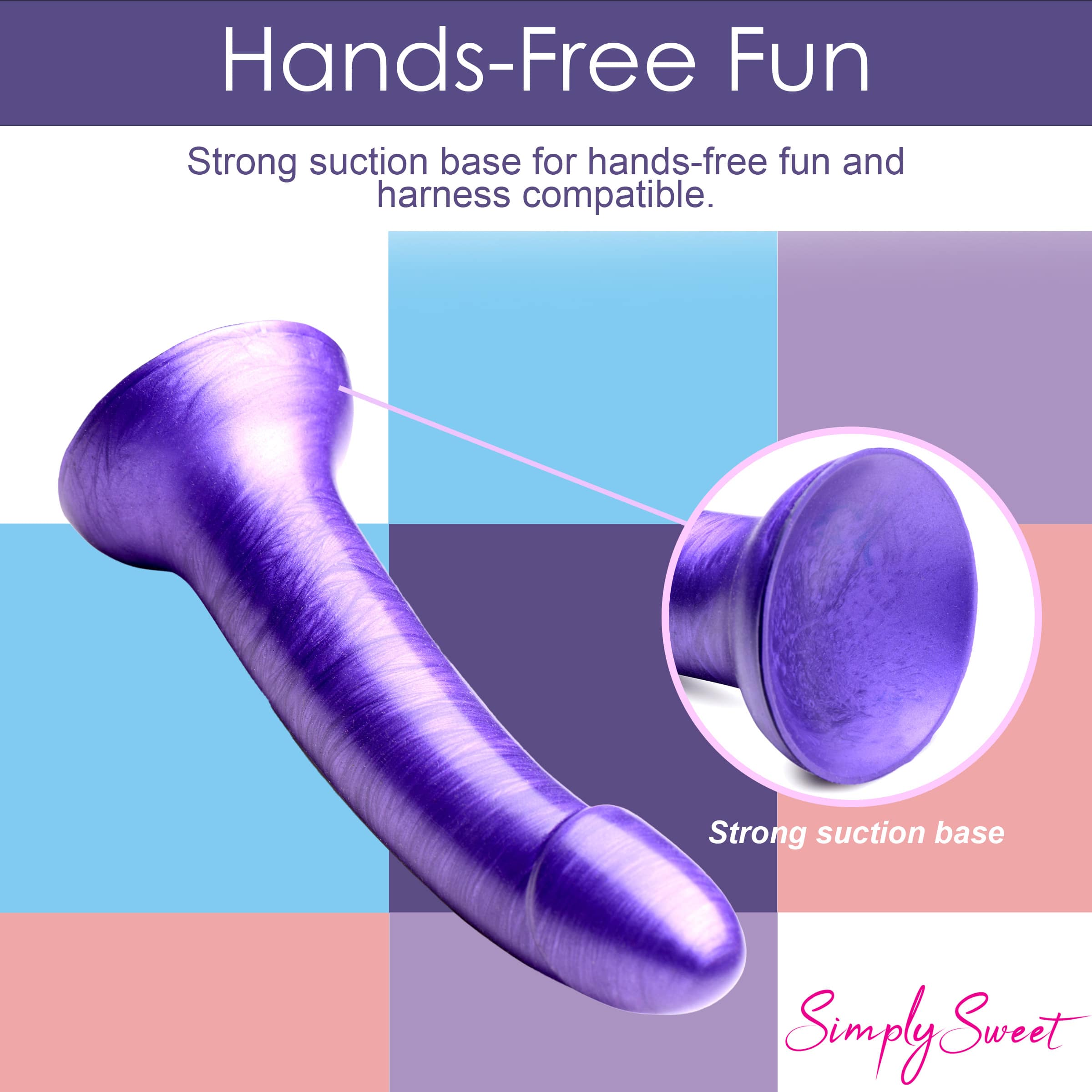Metallic Silicone 7 Inch Dildo - Purple - Image 7