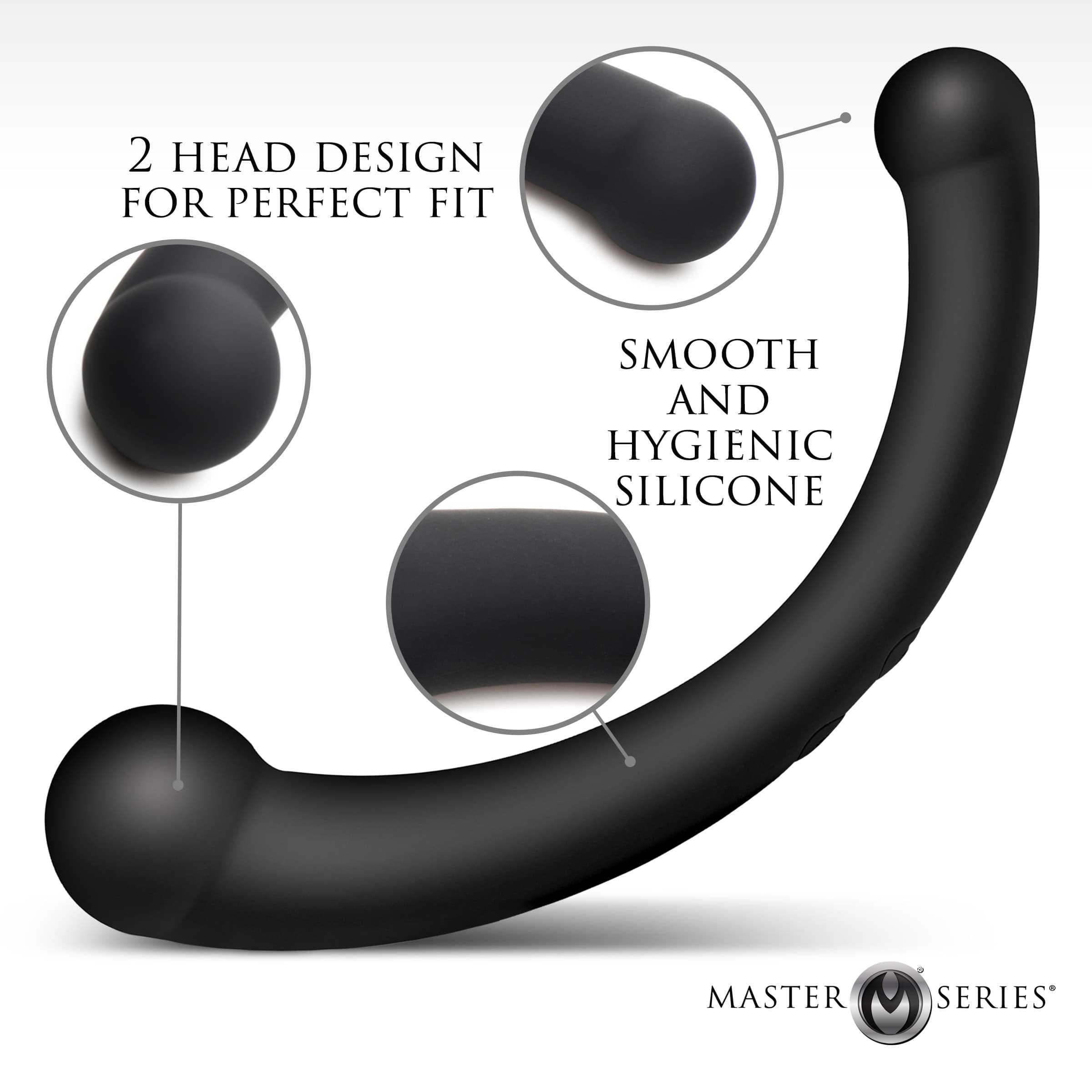 10X Vibra-Crescent Vibrating Silicone Dual-Ended Dildo - Black - Image 3