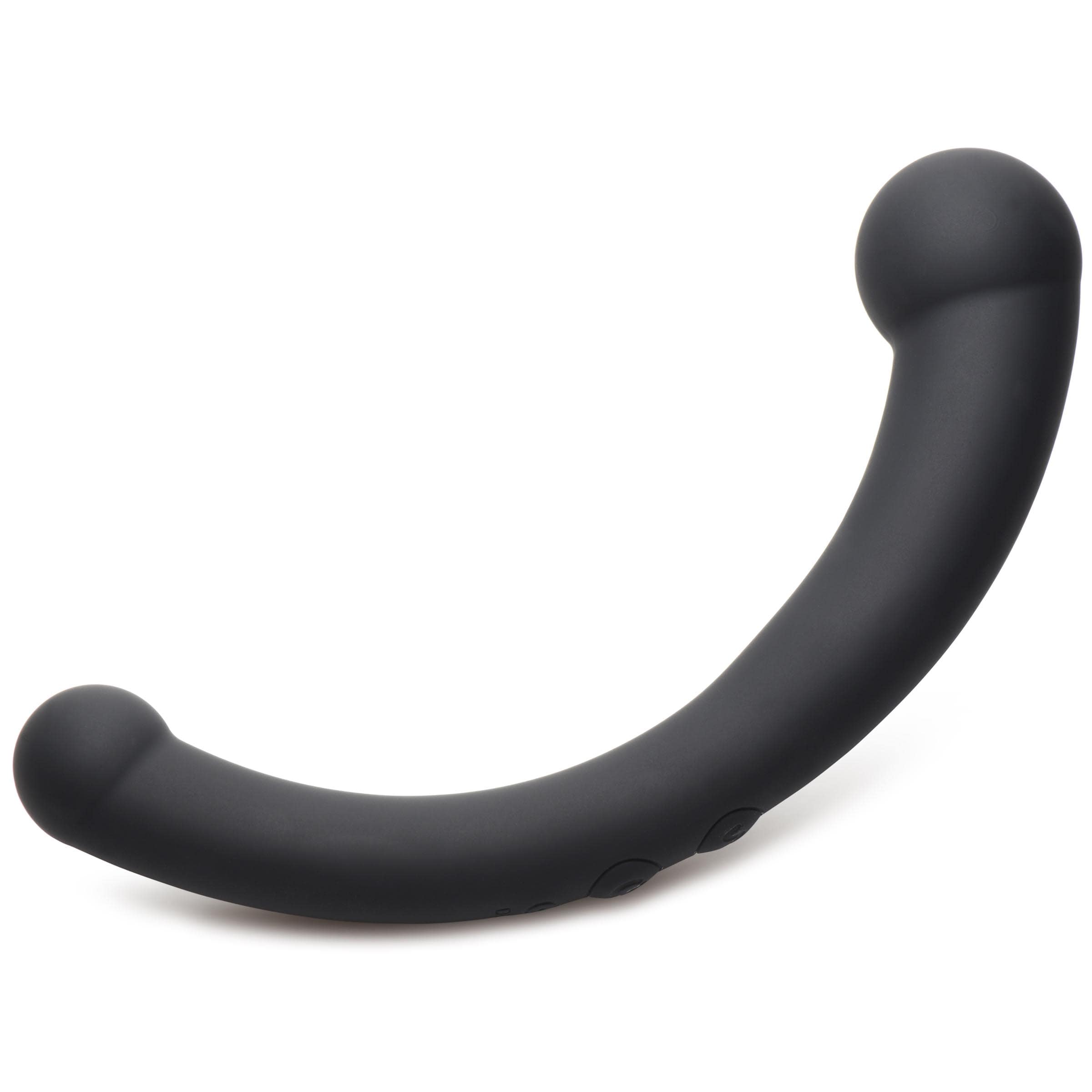 10X Vibra-Crescent Vibrating Silicone Dual-Ended Dildo - Black - Image 6