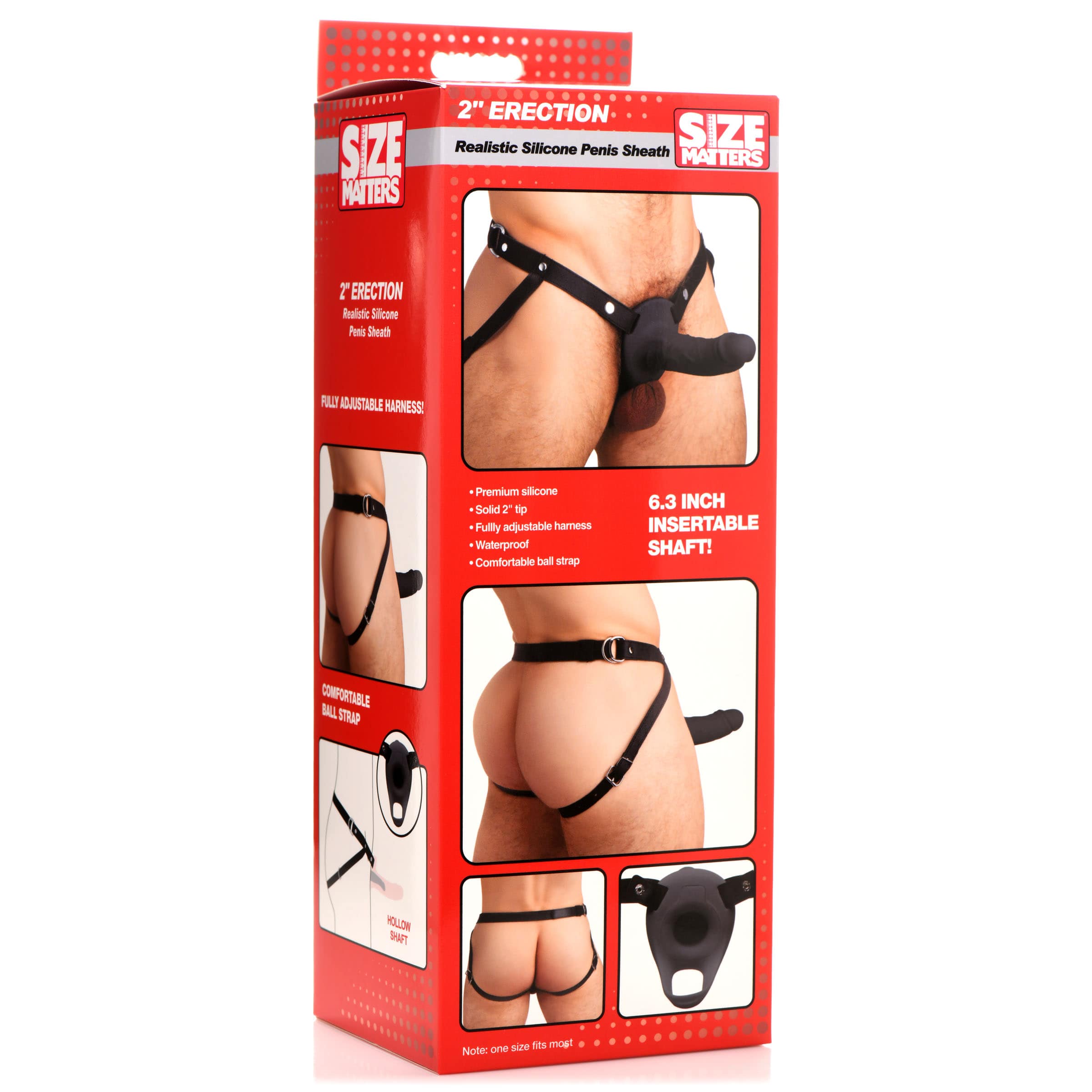 2 Inch Erection Realistic Silicone Penis Sheath - Black - Image 6