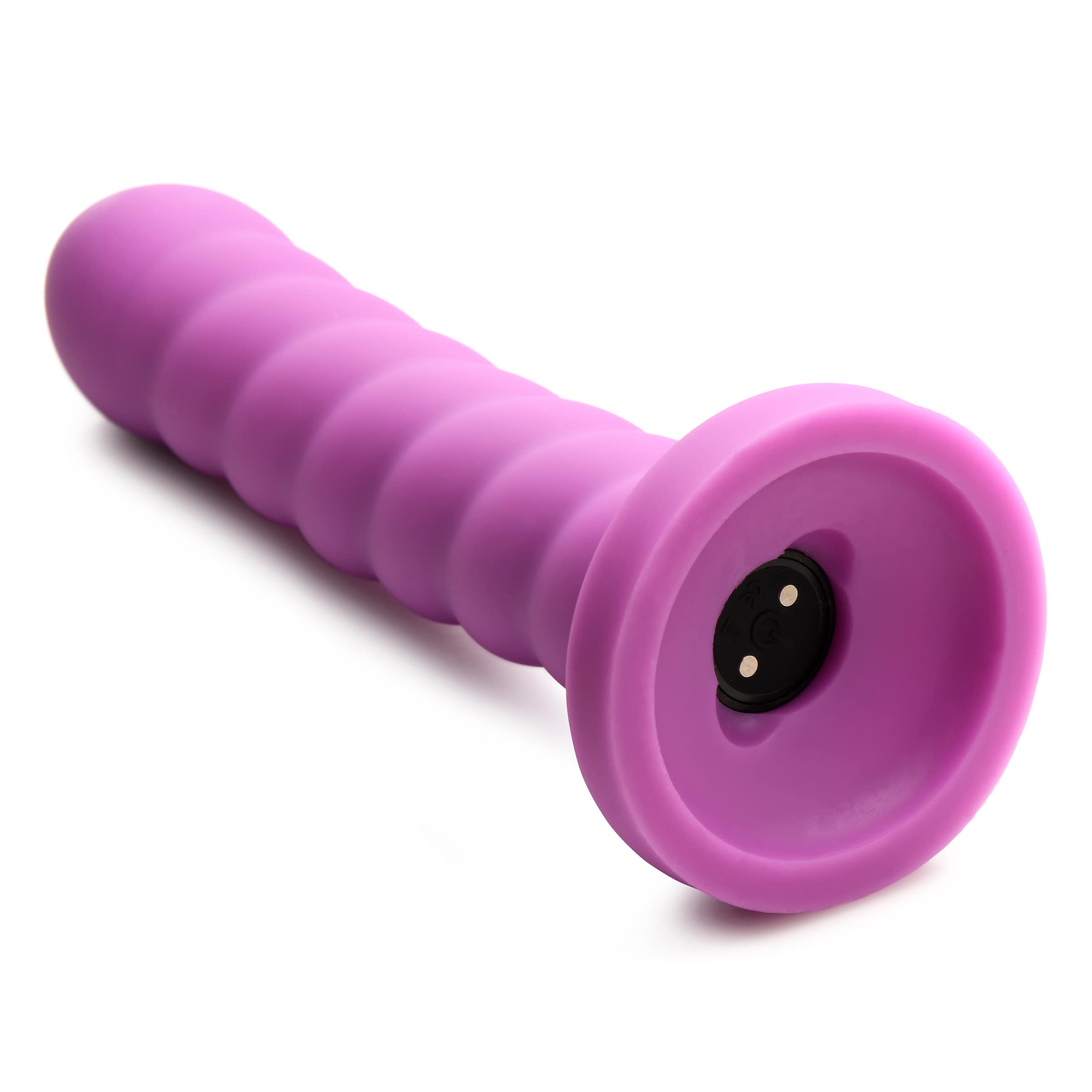 21X Soft Swirl Silicone Rechargeable Vibrator with Control - Violet - Image 4