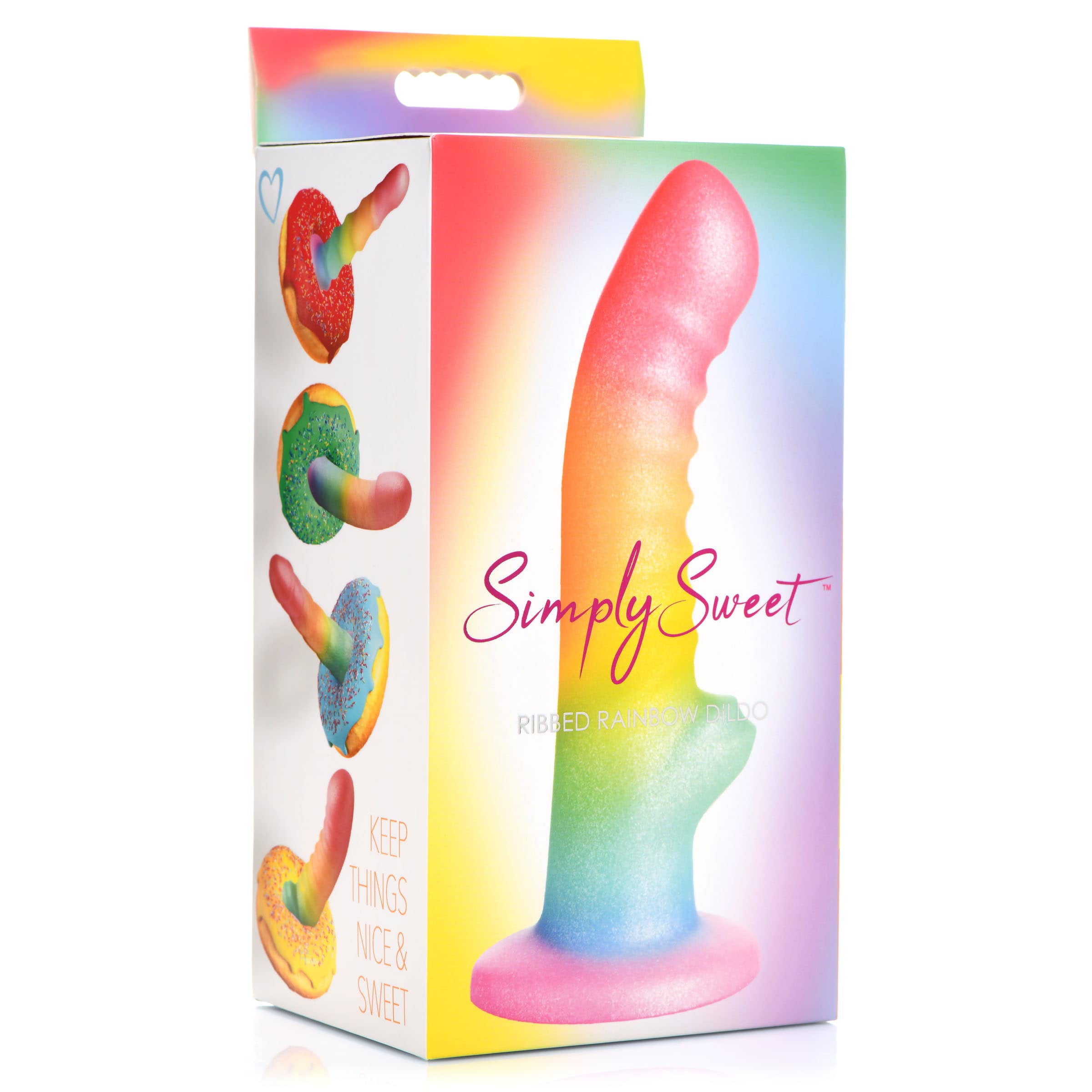 Ribbed Rainbow Silicone Dildo - Image 8