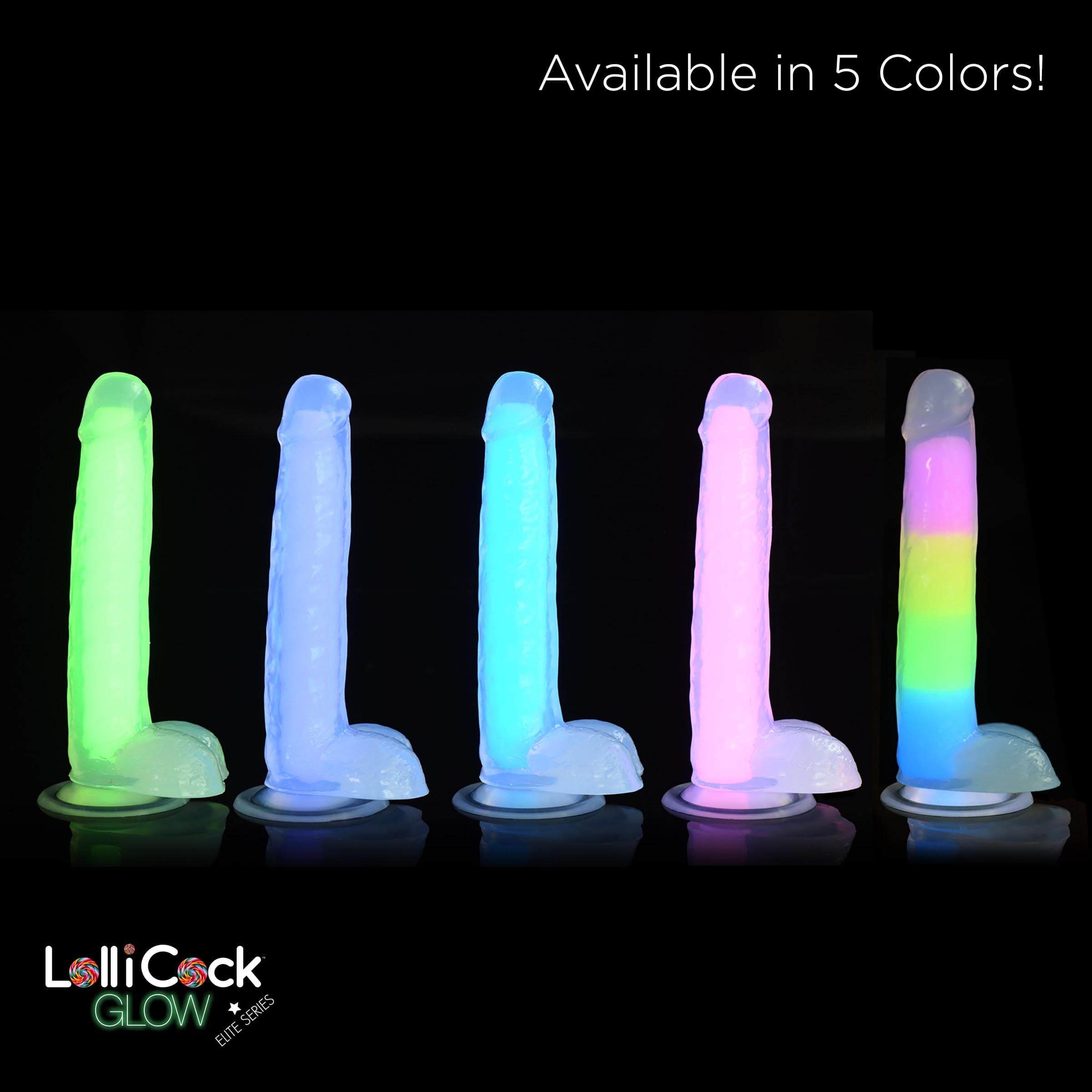 7 Inch Glow-in-the-Dark Rainbow Silicone Dildo with Balls - Image 5