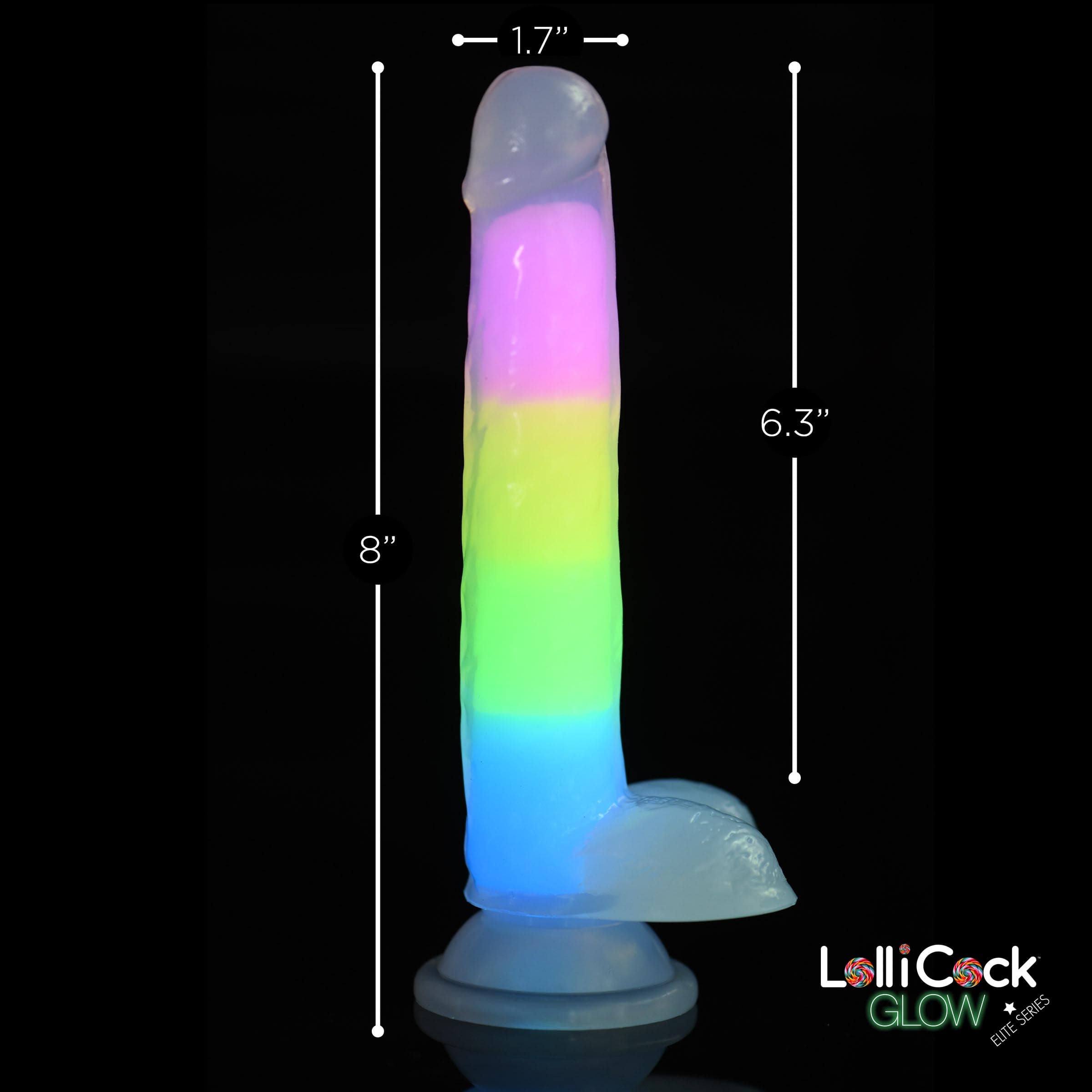 7 Inch Glow-in-the-Dark Rainbow Silicone Dildo with Balls - Image 4