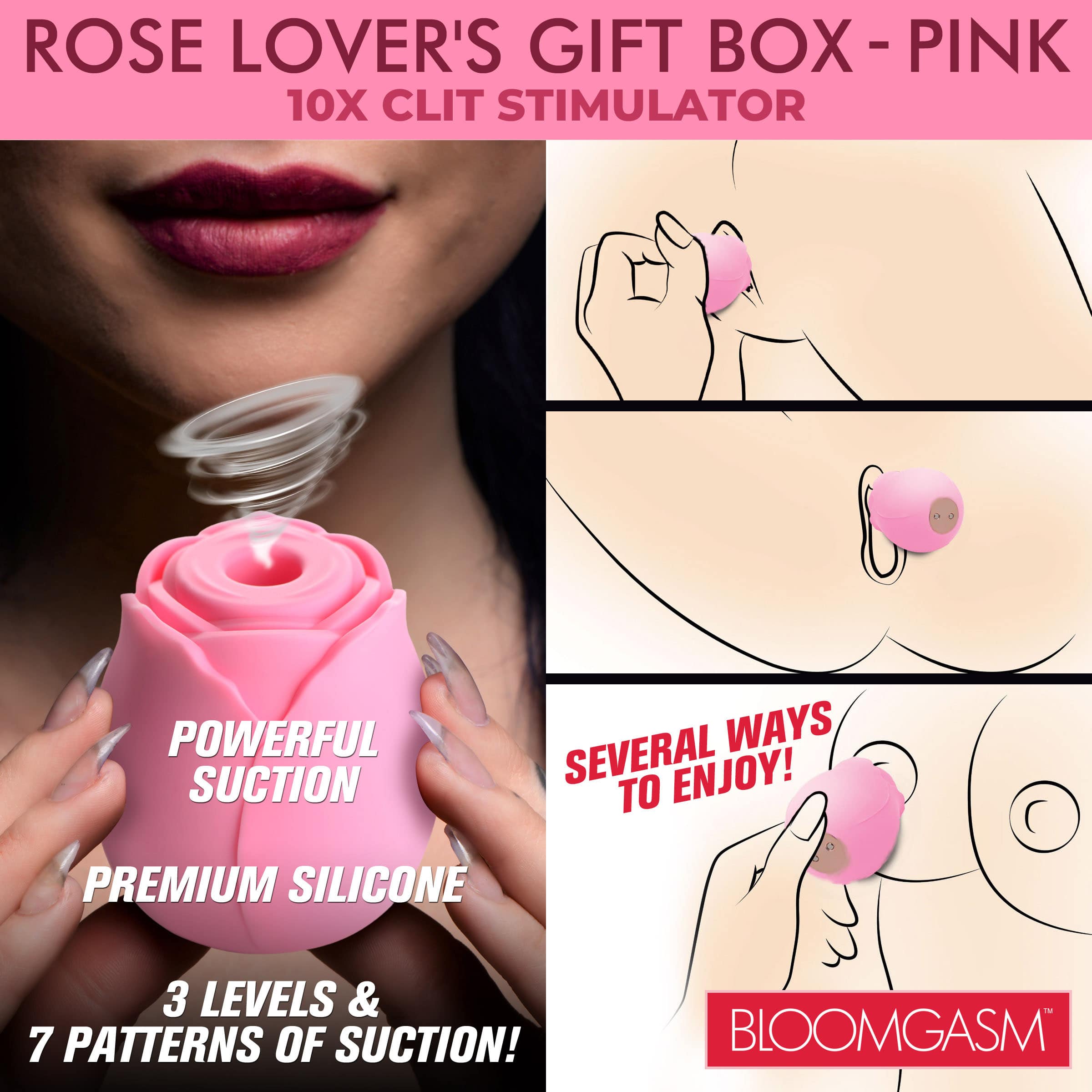 The Rose Lovers Gift Box 10x Clit Suction Rose - Pink - Image 4