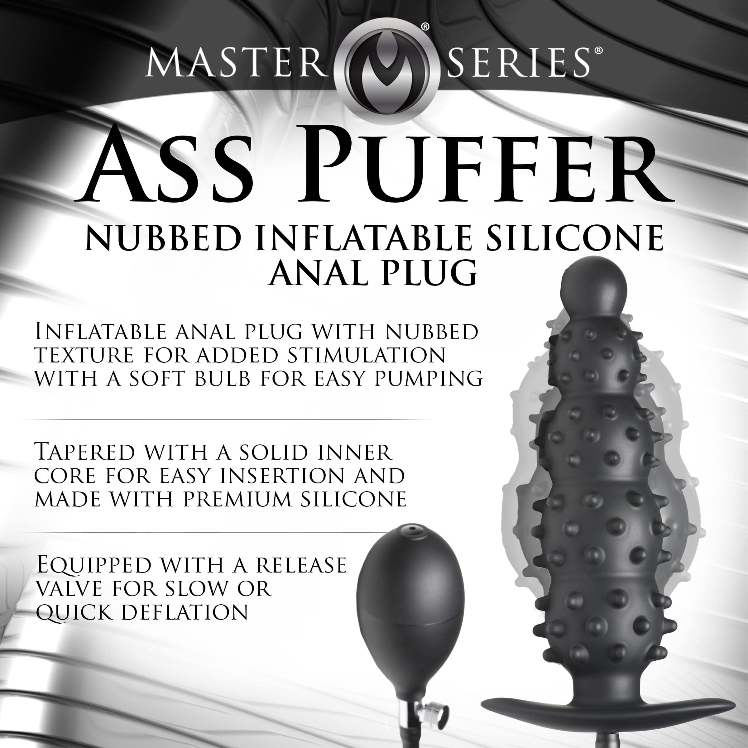 Ass Puffer Nubbed Inflatable Silicone Anal Plug - Image 2