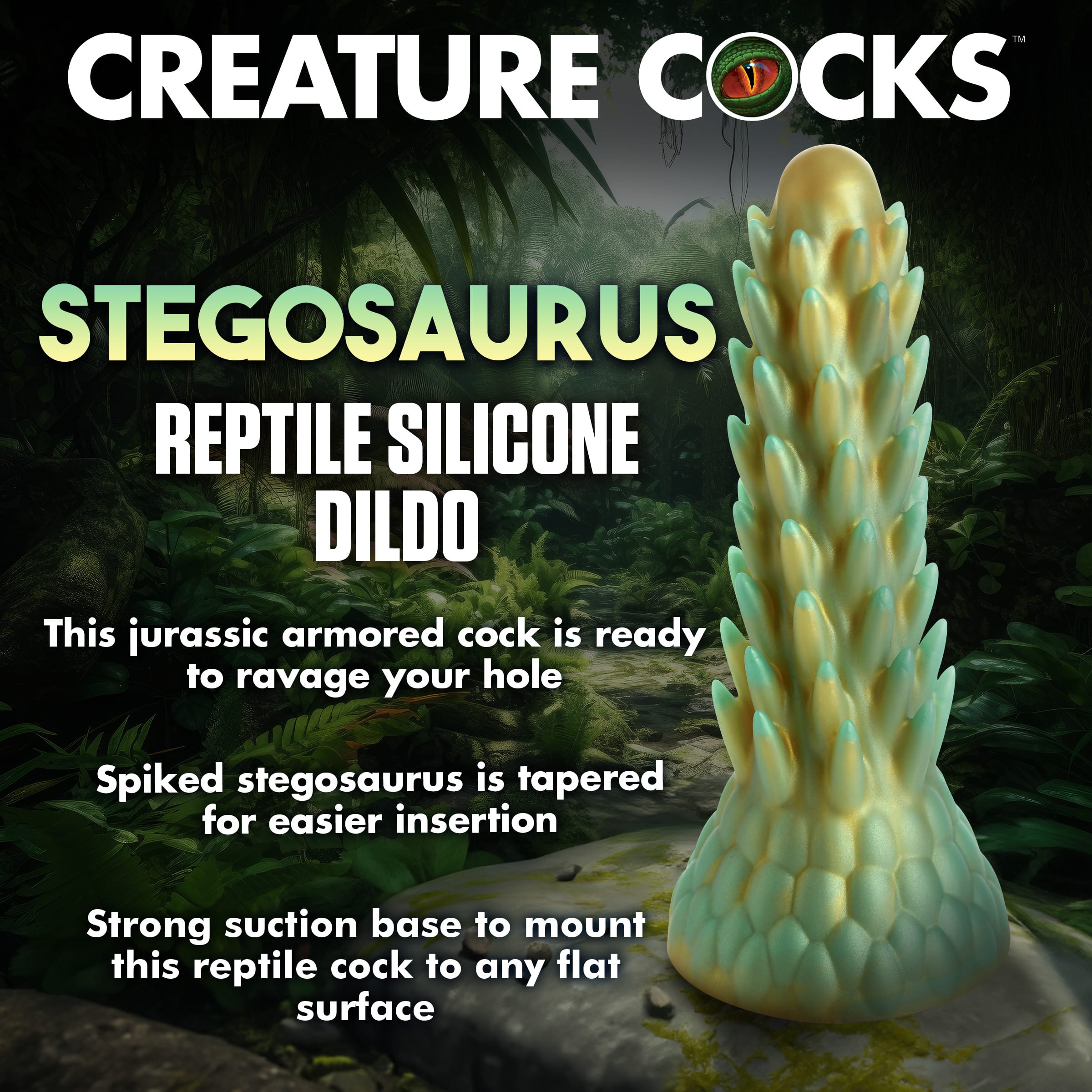Stegosaurus Spiky Reptile Silicone Dildo - Image 2