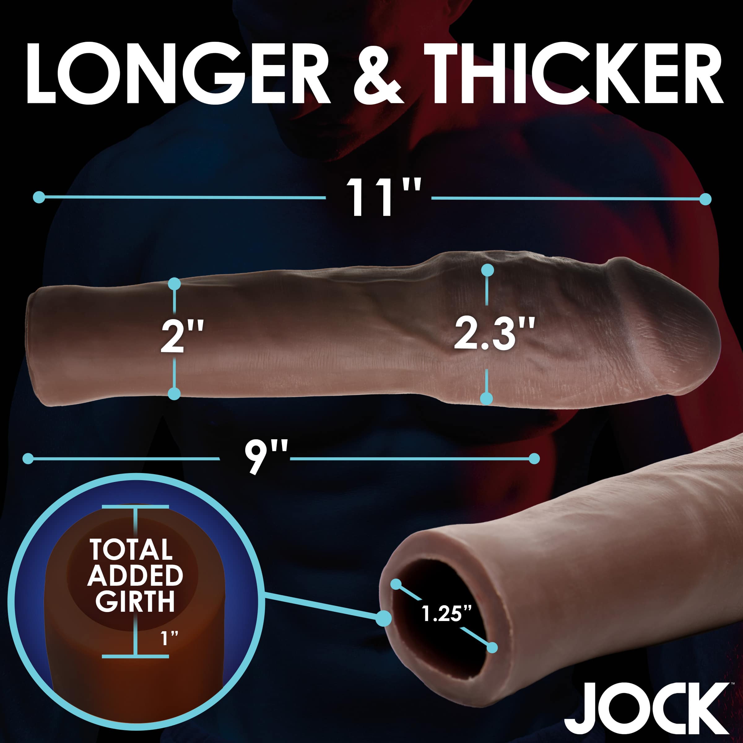 Extra Thick 2 Inch Penis Extension - Dark - Image 3