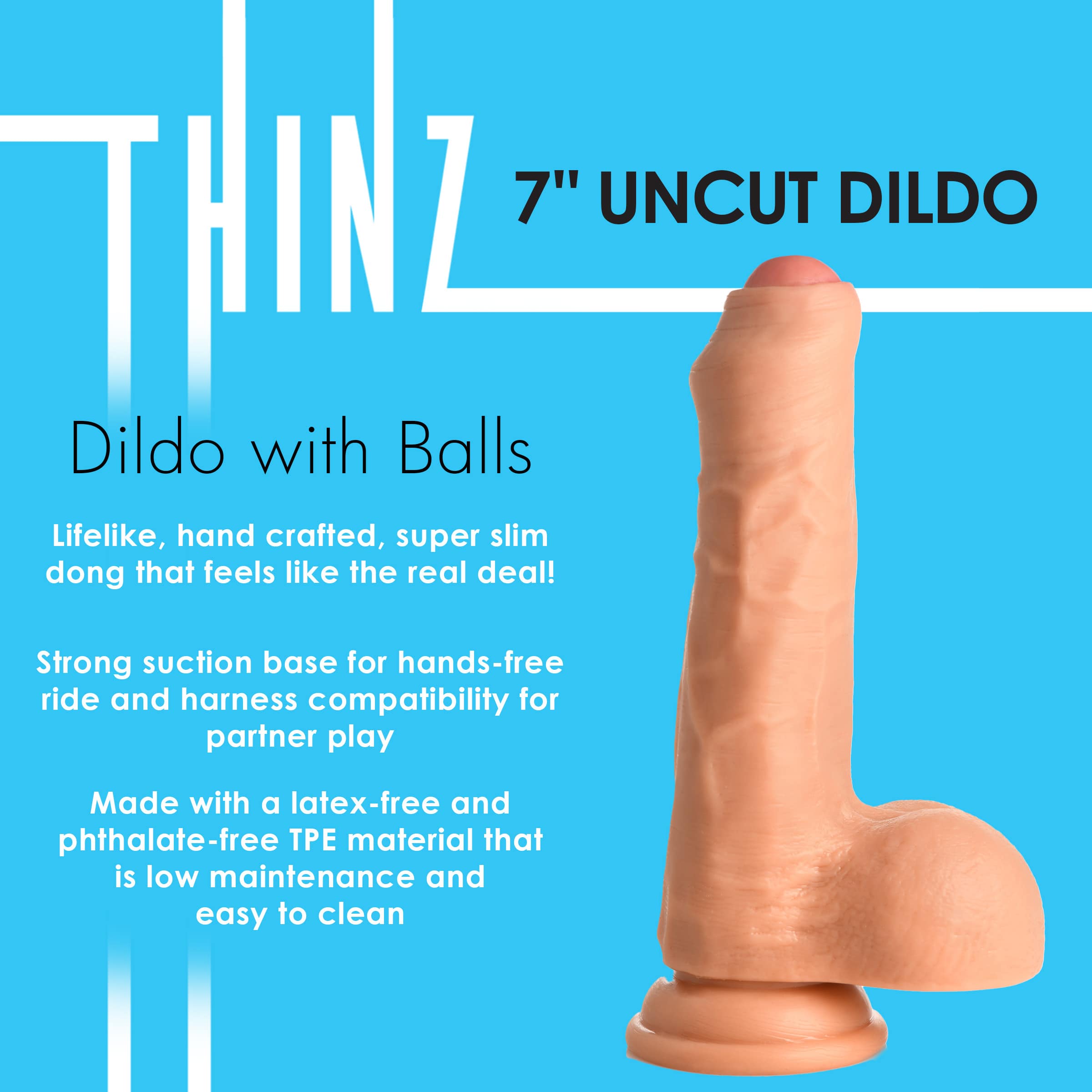 7 Inch uncut Dildo with Balls - Image 2