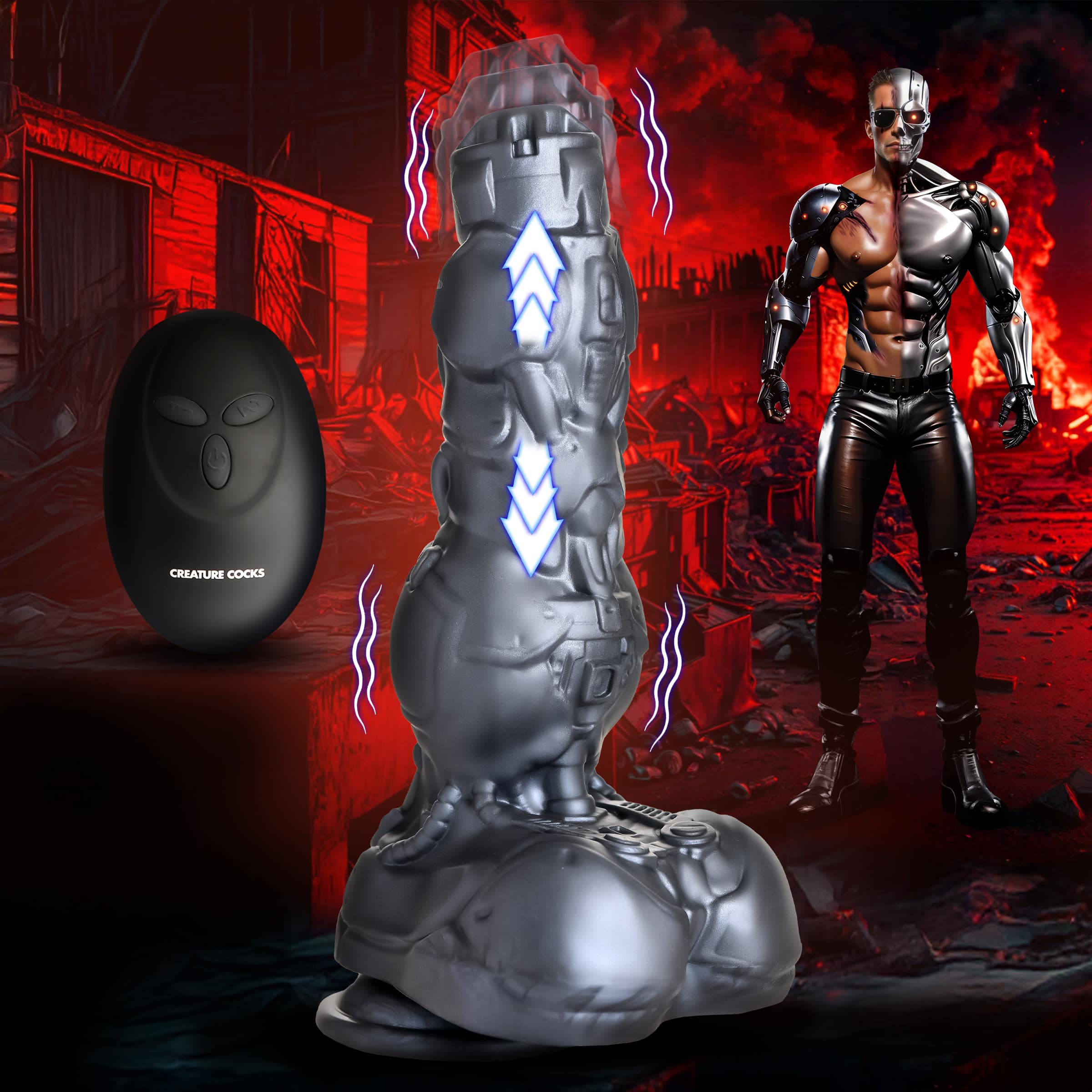Creature Cocks Cyborg Cock Thrusting and Vibrating Silicone Dildo  The  BDSM Toy Shop