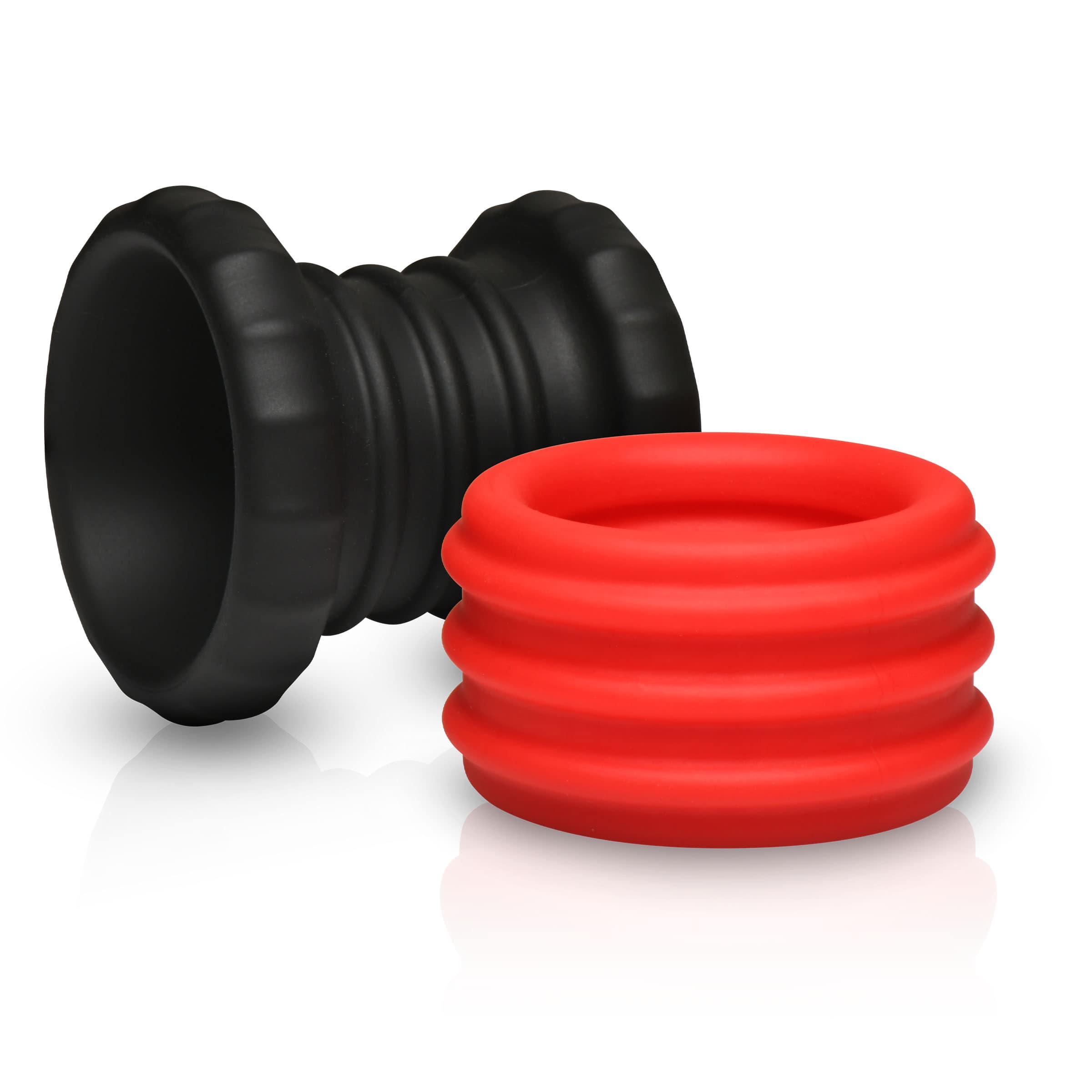 2-in-1 Silicone Cock Ring - Red - Image 6