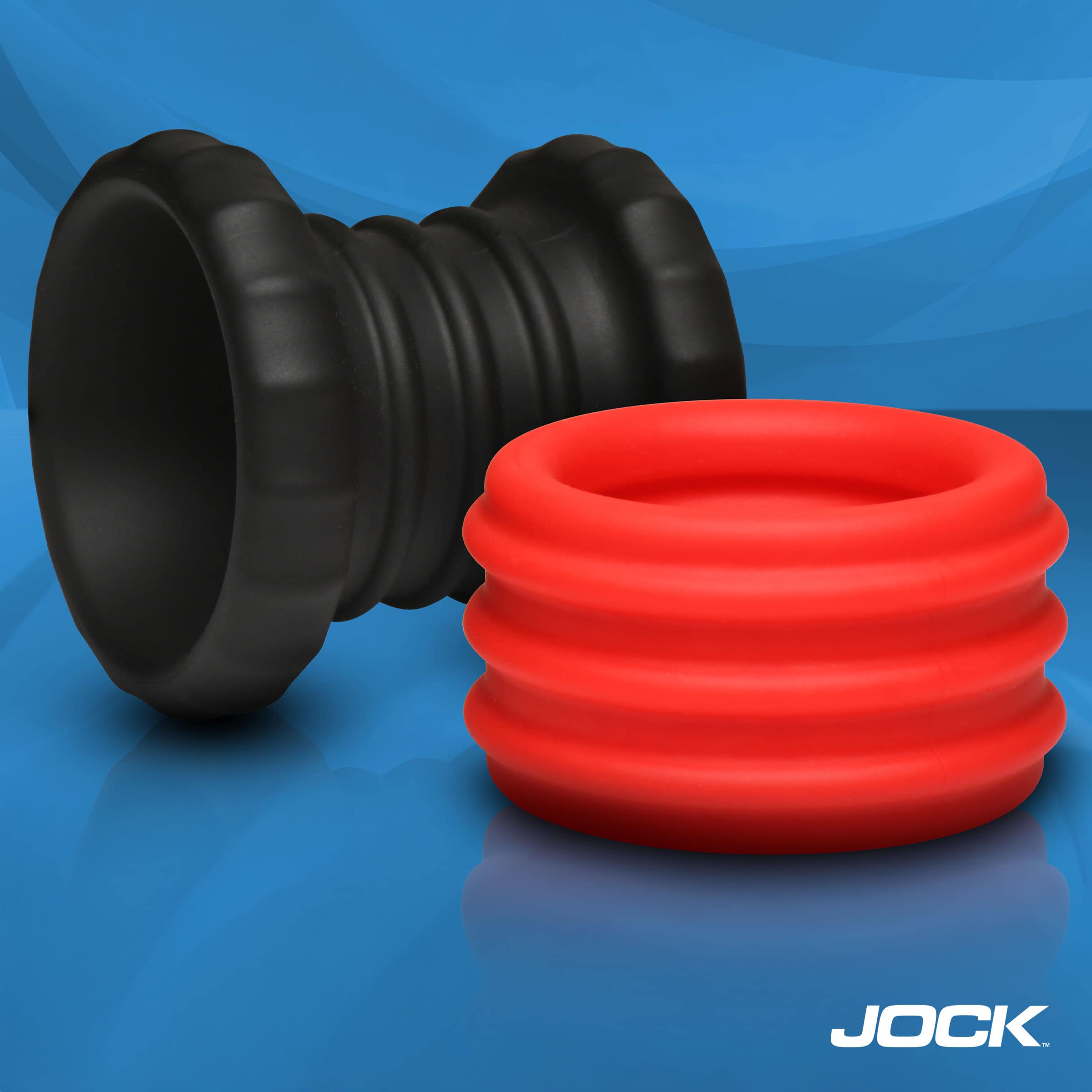 2-in-1 Silicone Cock Ring - Red - Image 2