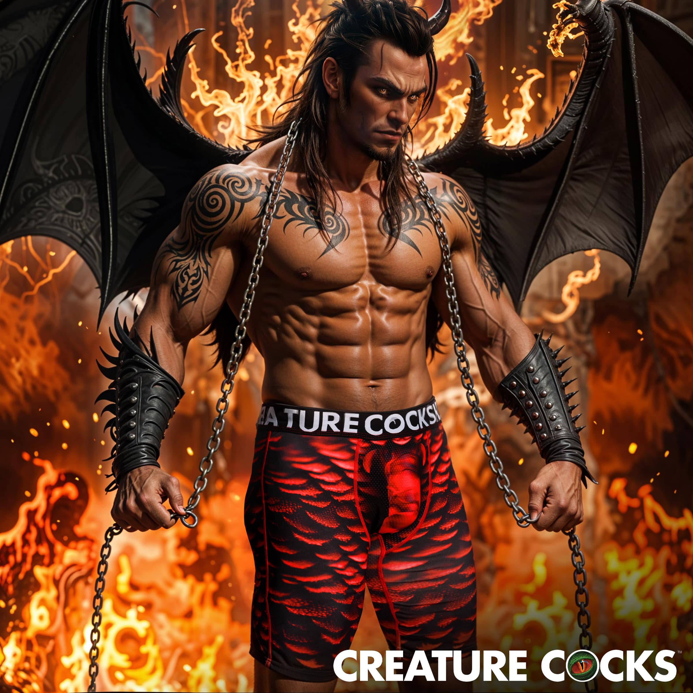 Creature Wear Horny Devil Demon Boxer Shorts - Large - Image 2