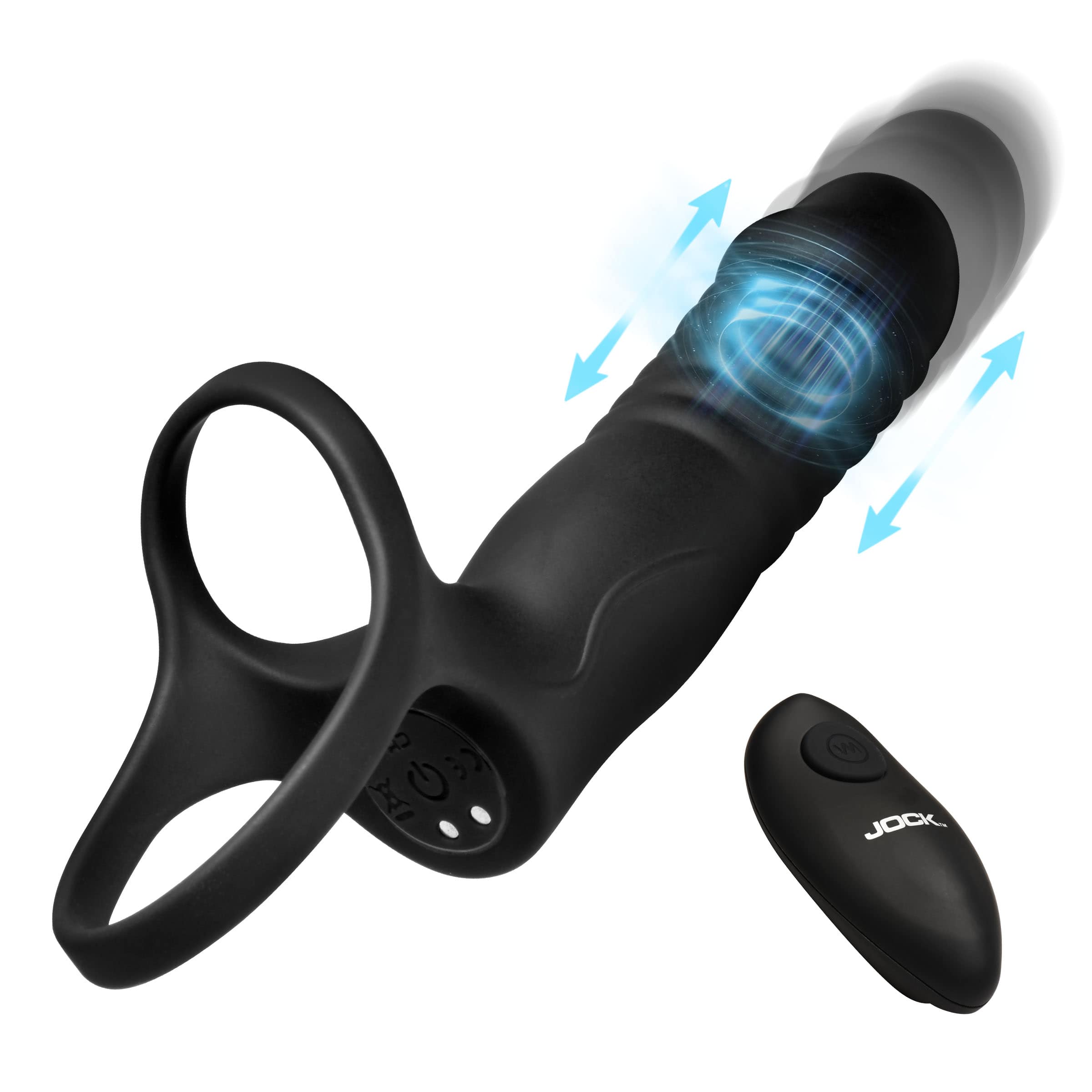 Double Thrust Thrusting & Vibrating Double Penetration C-Ring w/ Remote   The BDSM Toy Shop