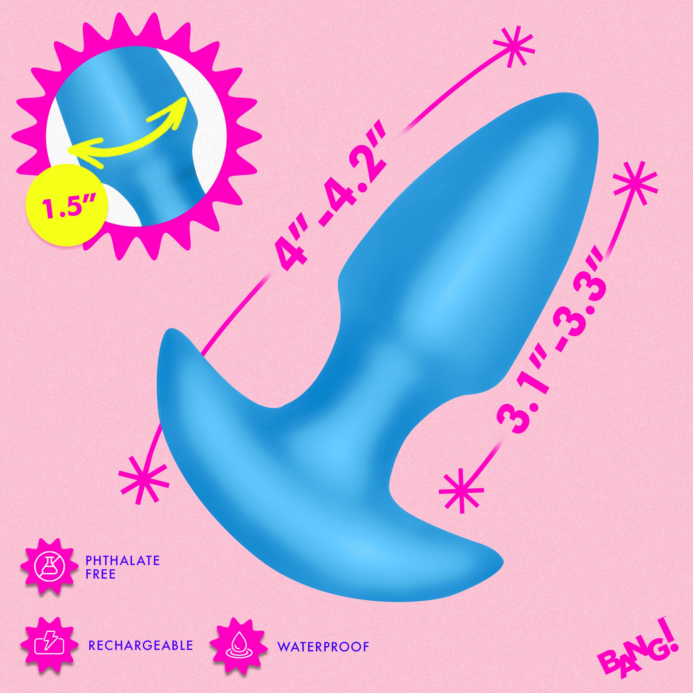 Thrusting & Vibrating Silicone Butt Plug - Blue - Image 4