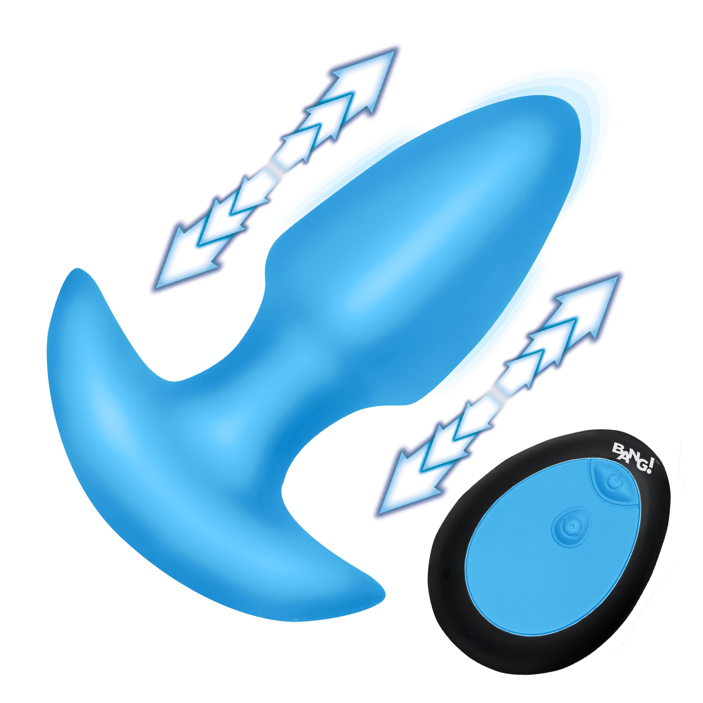 Thrusting & Vibrating Silicone Butt Plug - Blue - Image 5