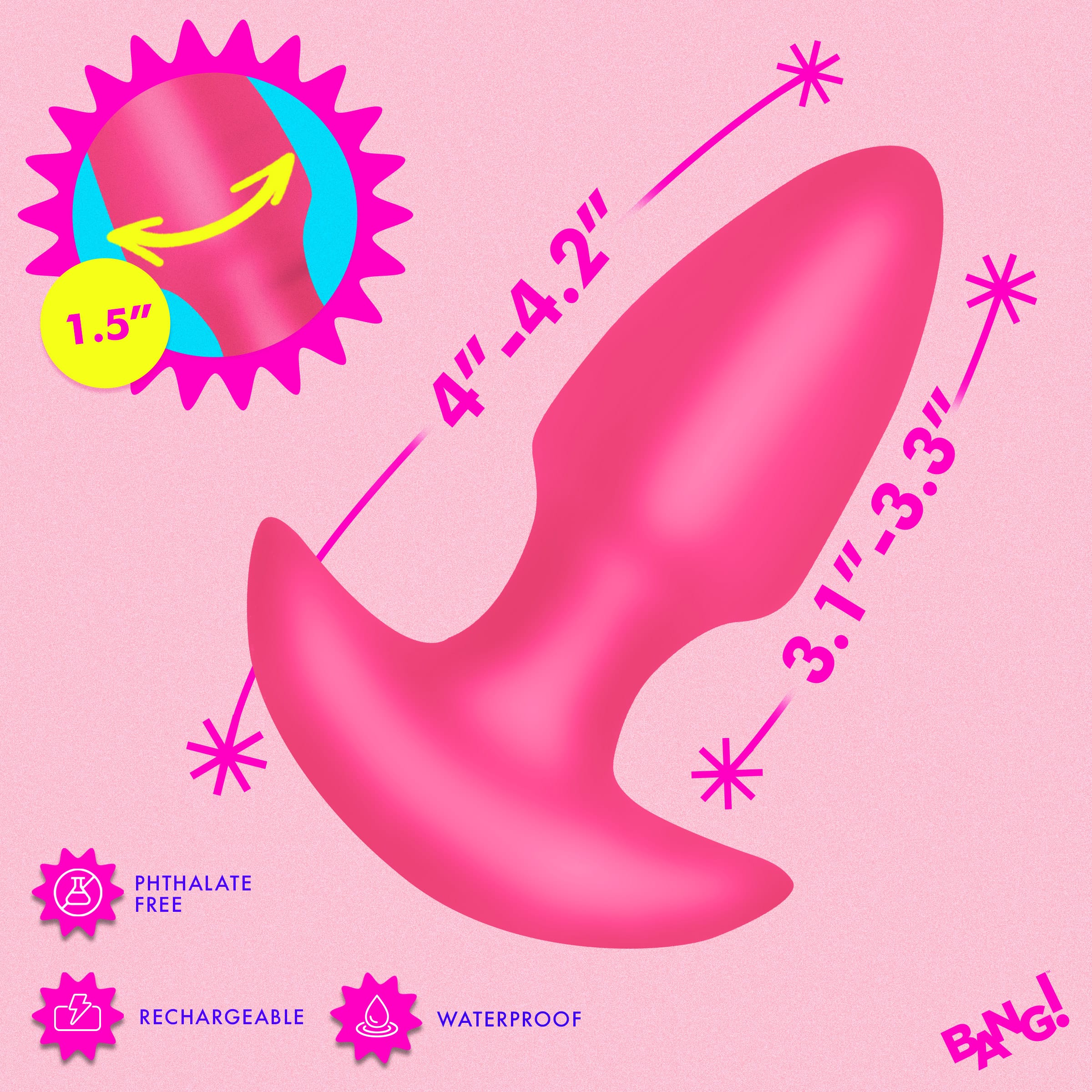 Thrusting & Vibrating Silicone Butt Plug - Pink - Image 4
