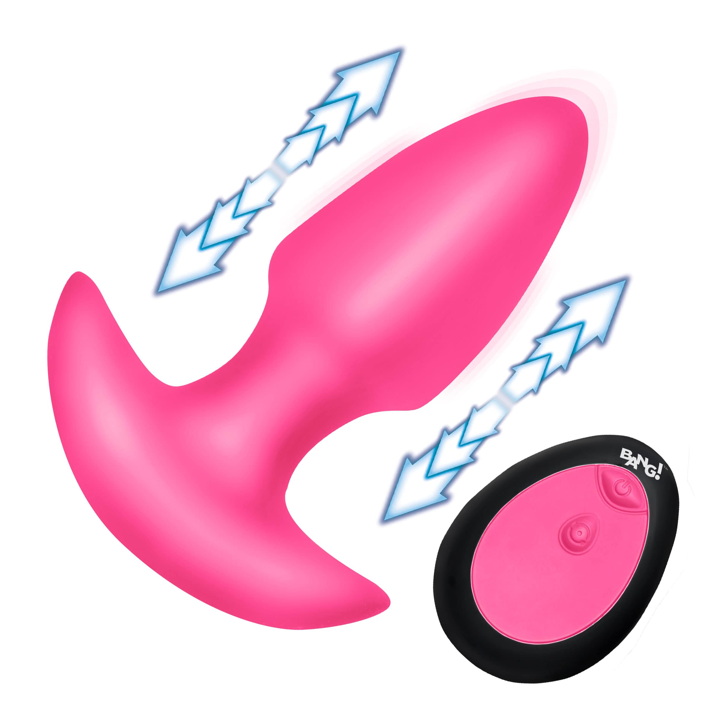 Thrusting & Vibrating Silicone Butt Plug - Pink - Image 5