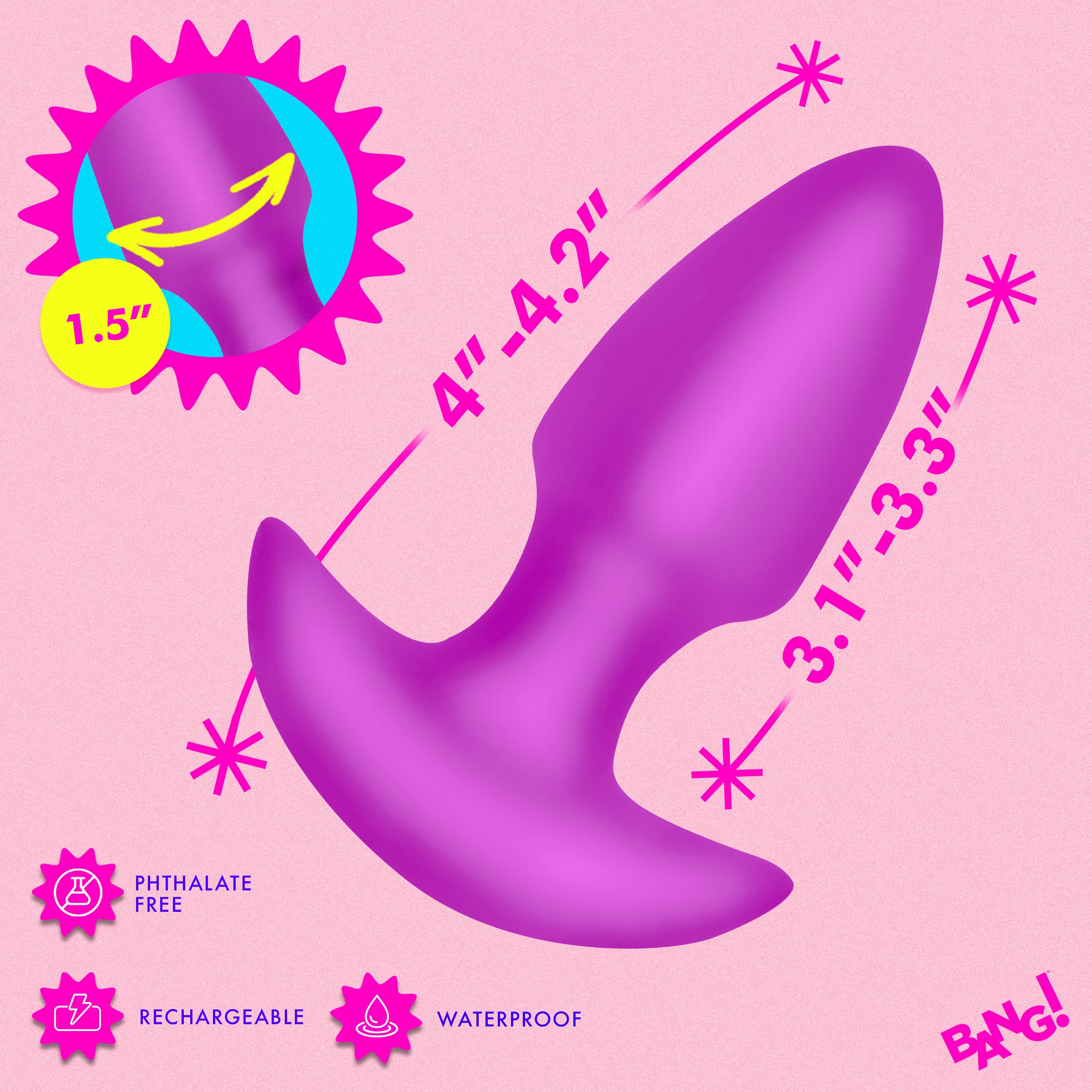 Thrusting & Vibrating Silicone Butt Plug - Purple - Image 4