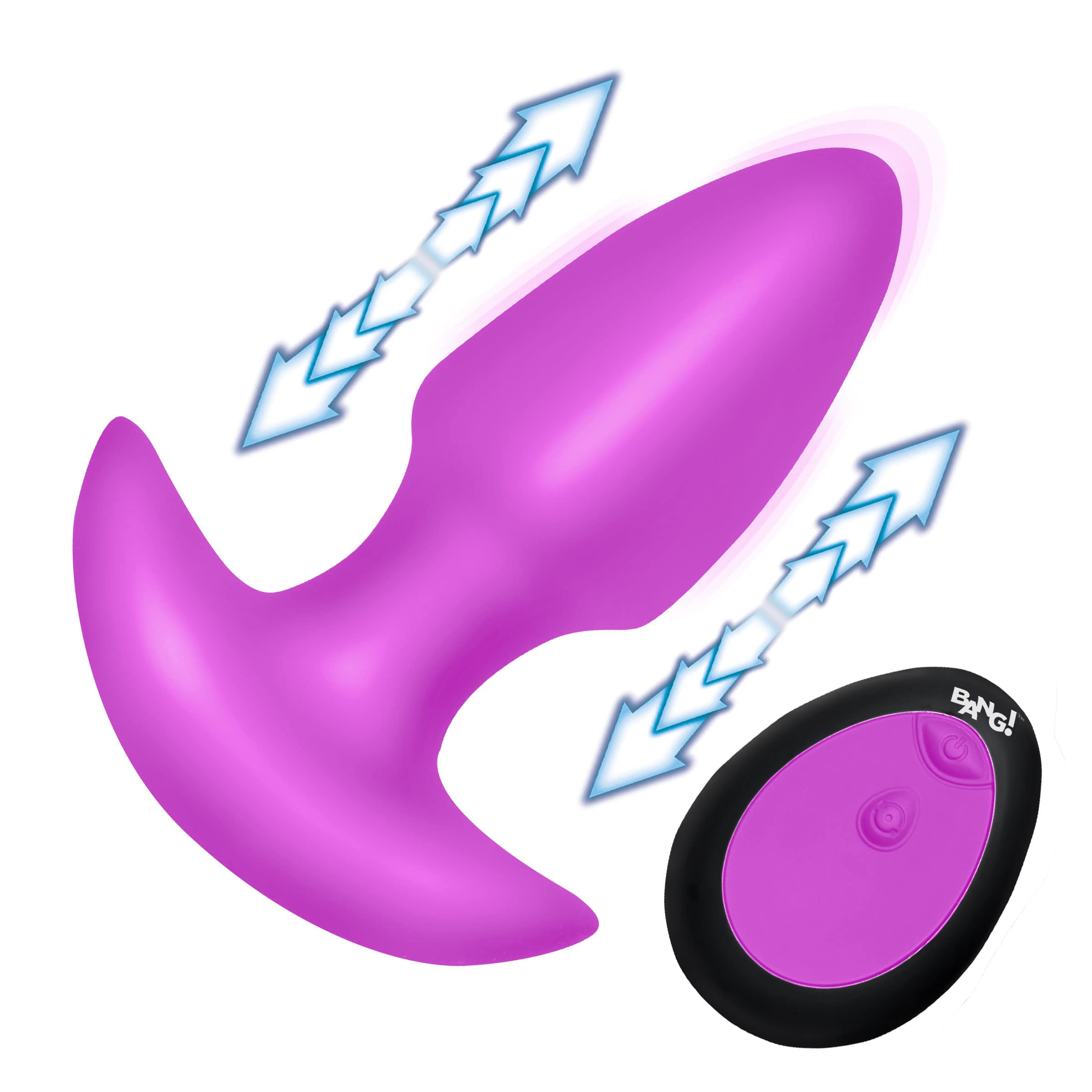 Thrusting & Vibrating Silicone Butt Plug - Purple - Image 5