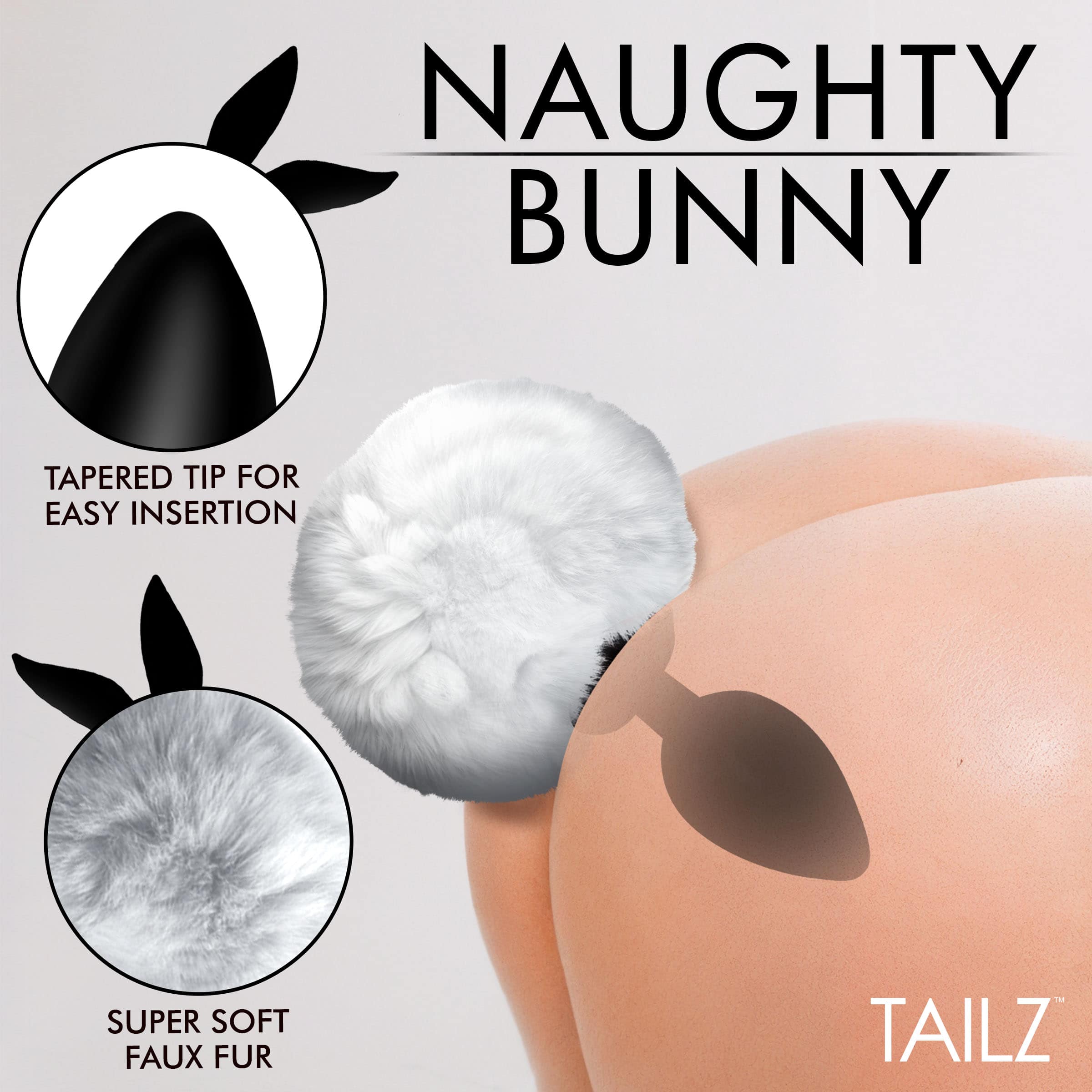 Fluffy Bunny Tail Silicone Plug - White - Image 2