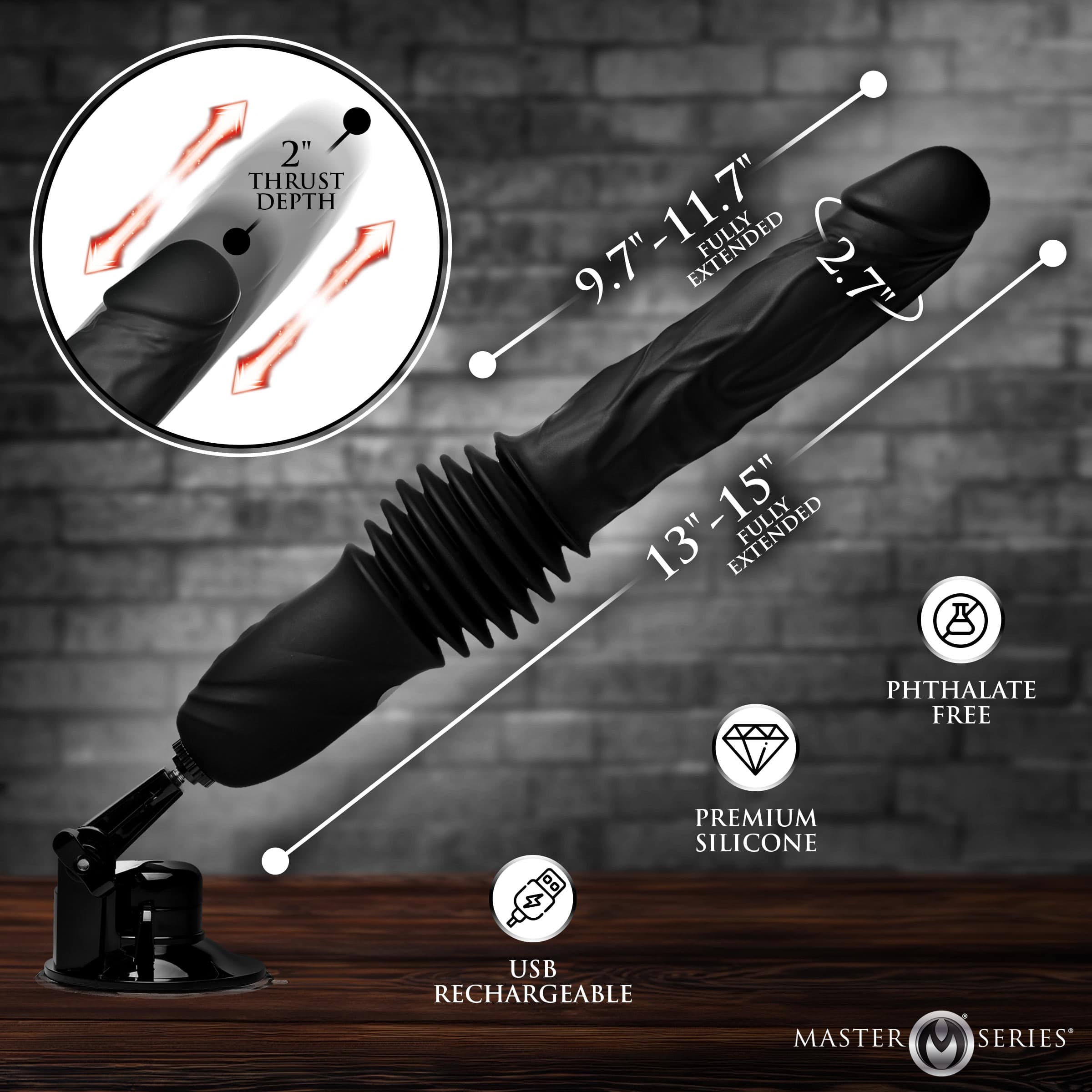 Double Pounder Silicone Vibrating Dildo Thruster - Image 4