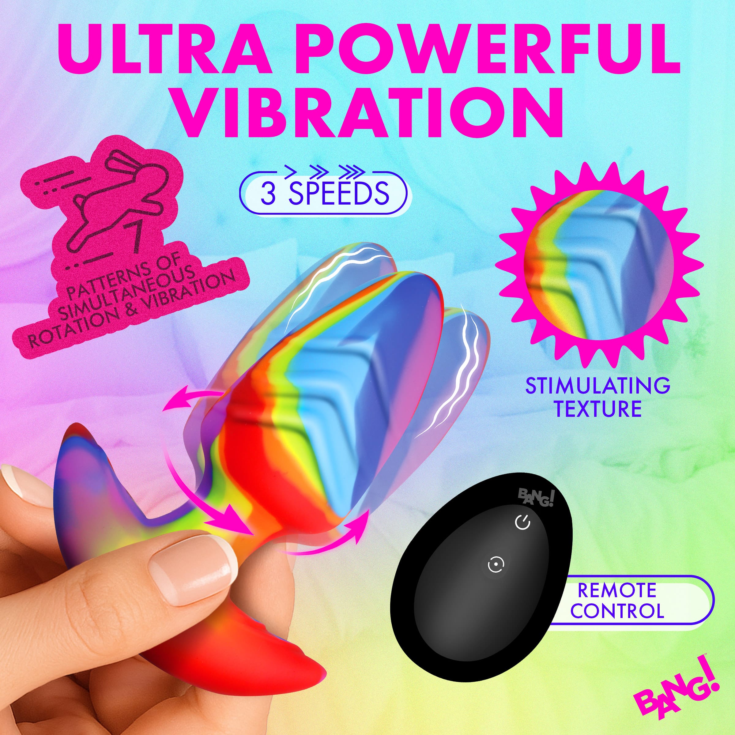 Rotating and Vibrating Silicone Butt Plug - Image 3