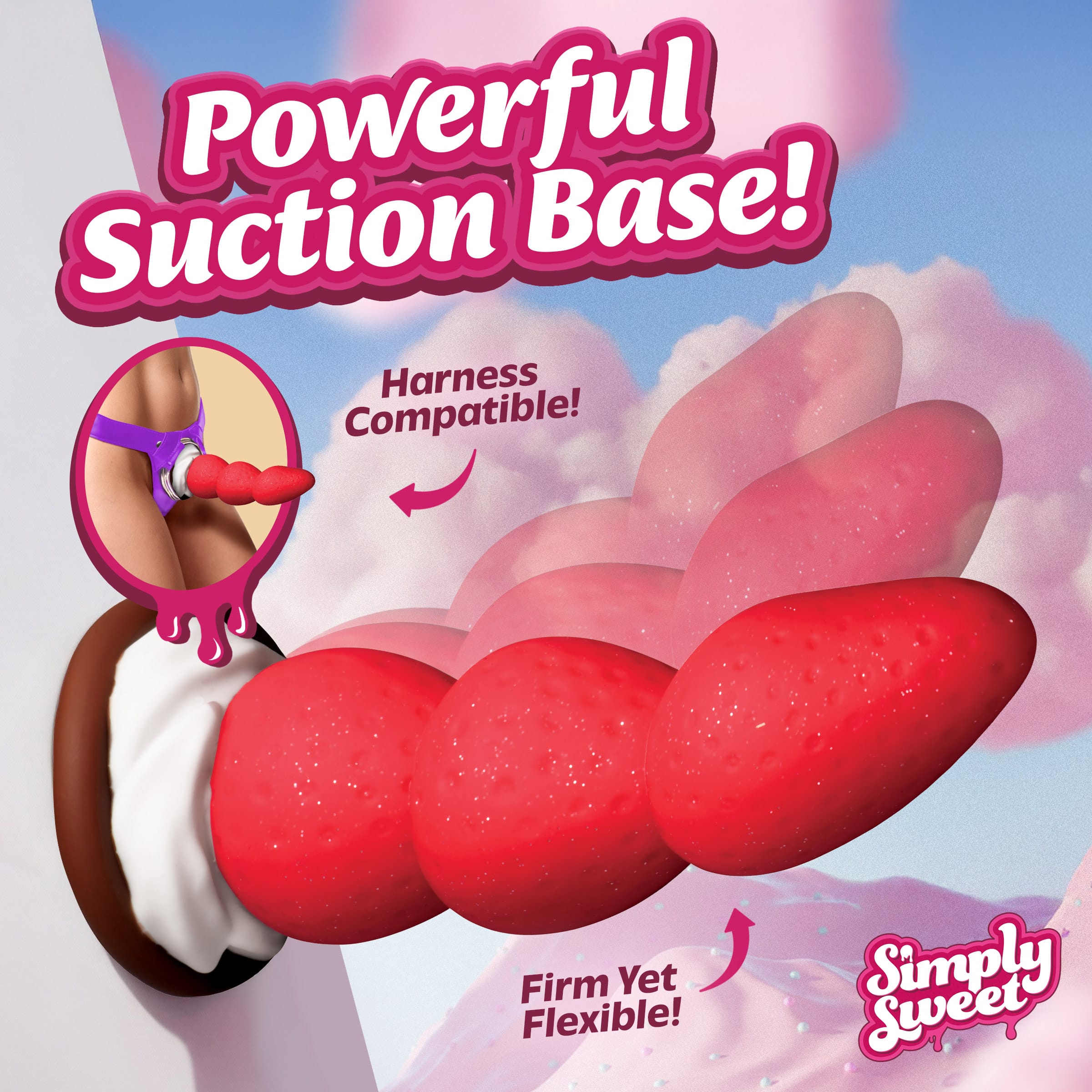 Strawberry Sweet Cream Premium Silicone Dildo - Image 3