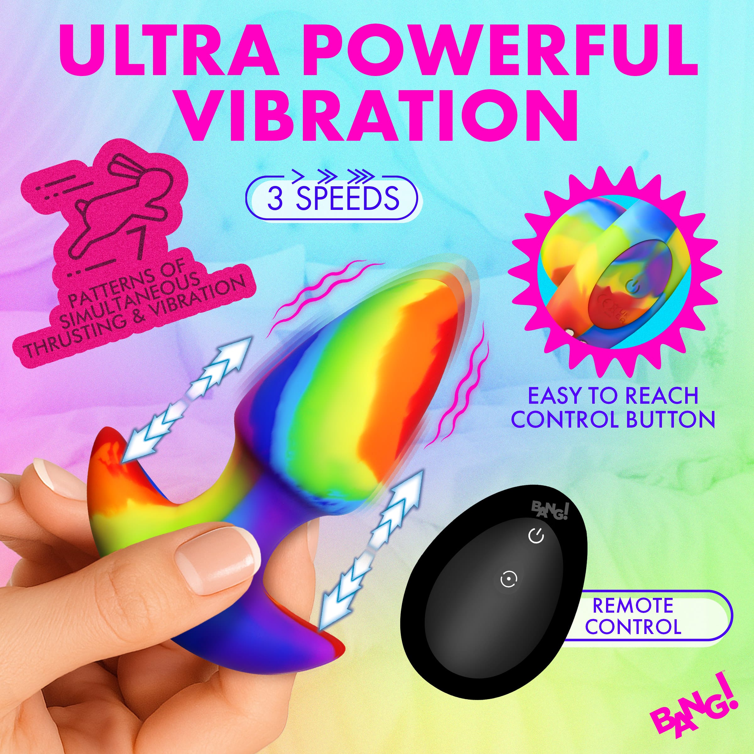 Thrusting and Vibrating Silicone Butt Plug - Image 3