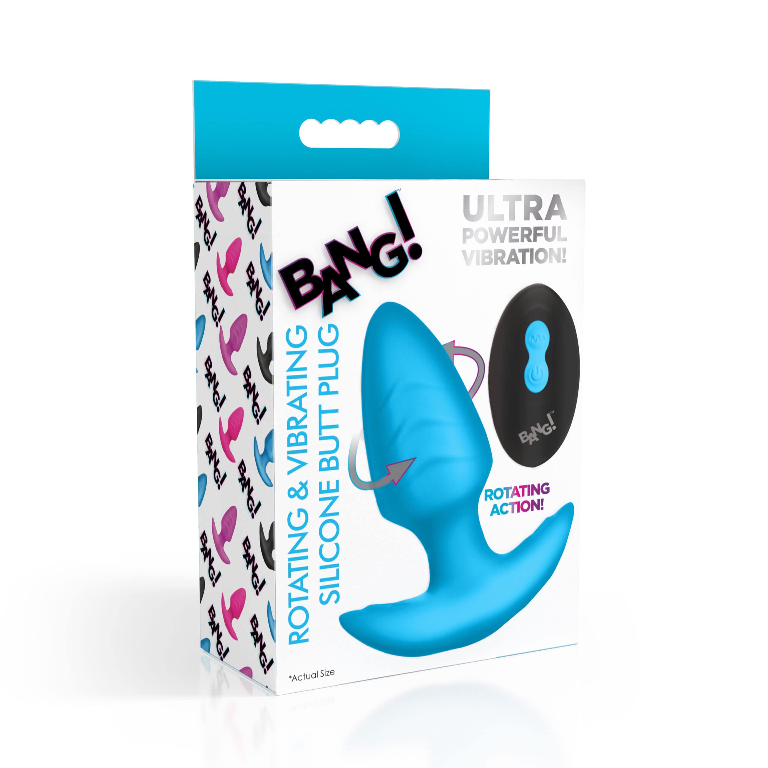 Rotating and Vibrating Silicone Butt Plug  Blue  The BDSM Toy Shop