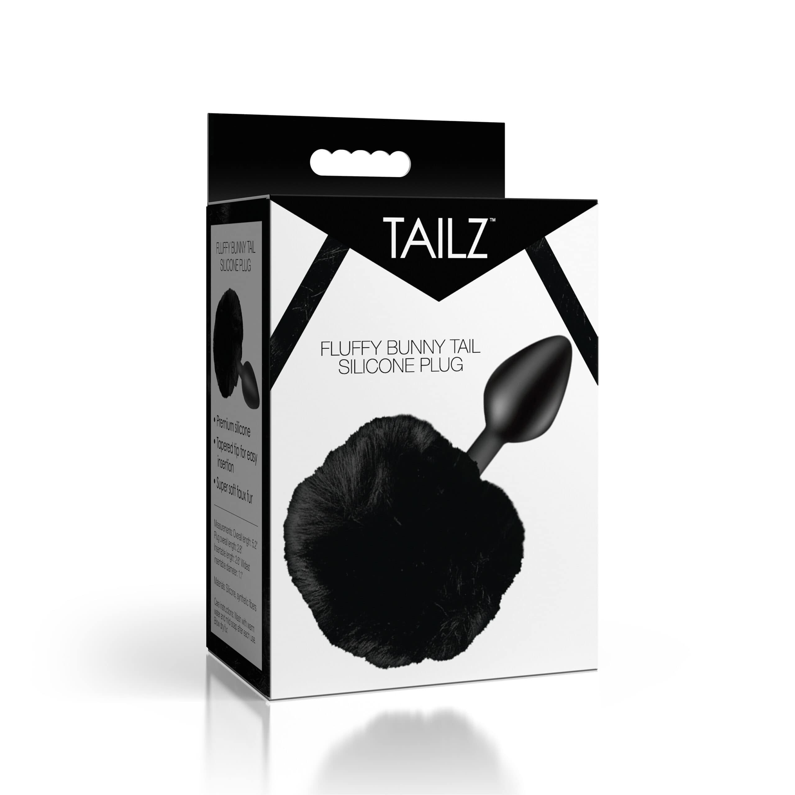 Fluffy Bunny Tail Silicone Plug - Black - Image 6