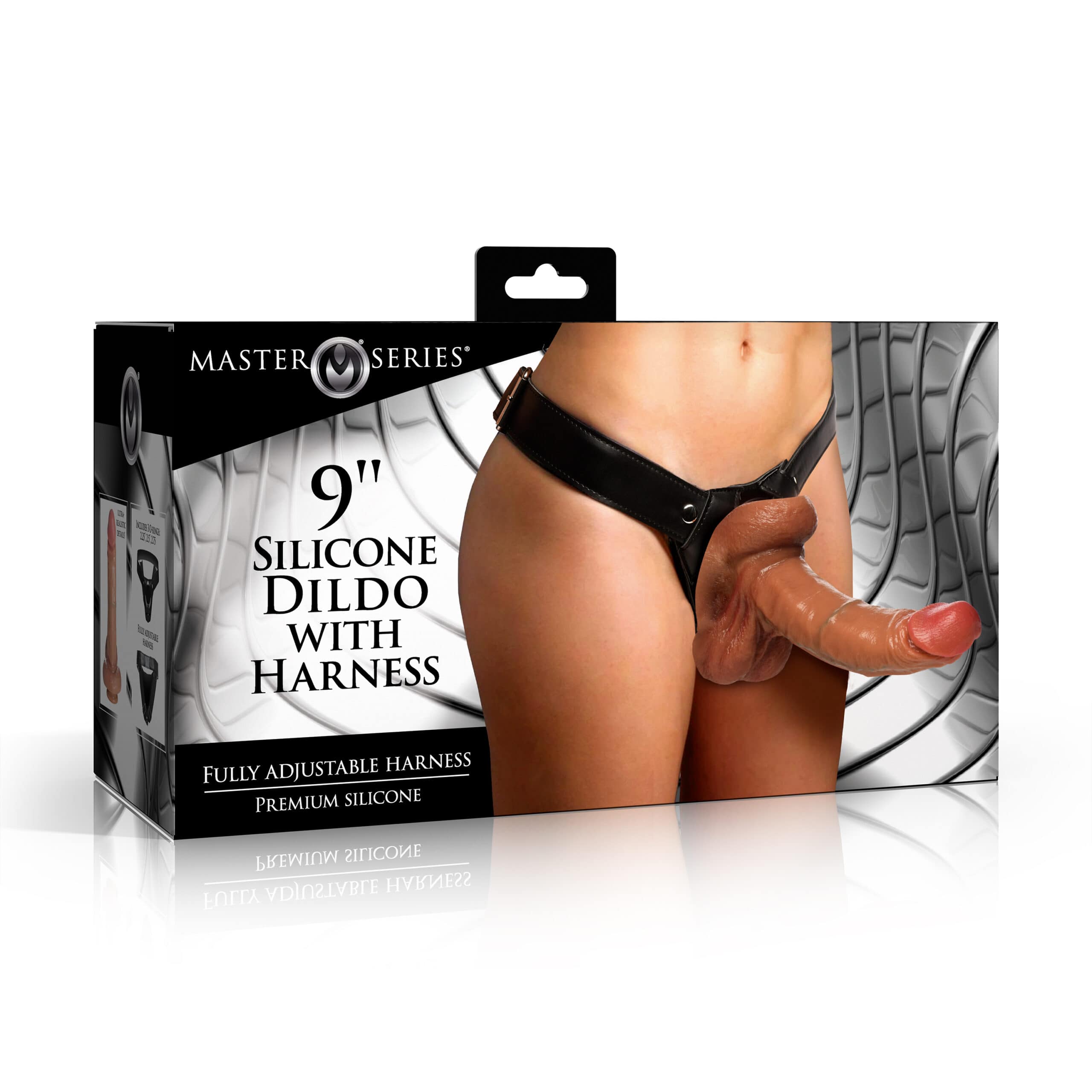 9" Silicone Dildo with Harness - Image 7